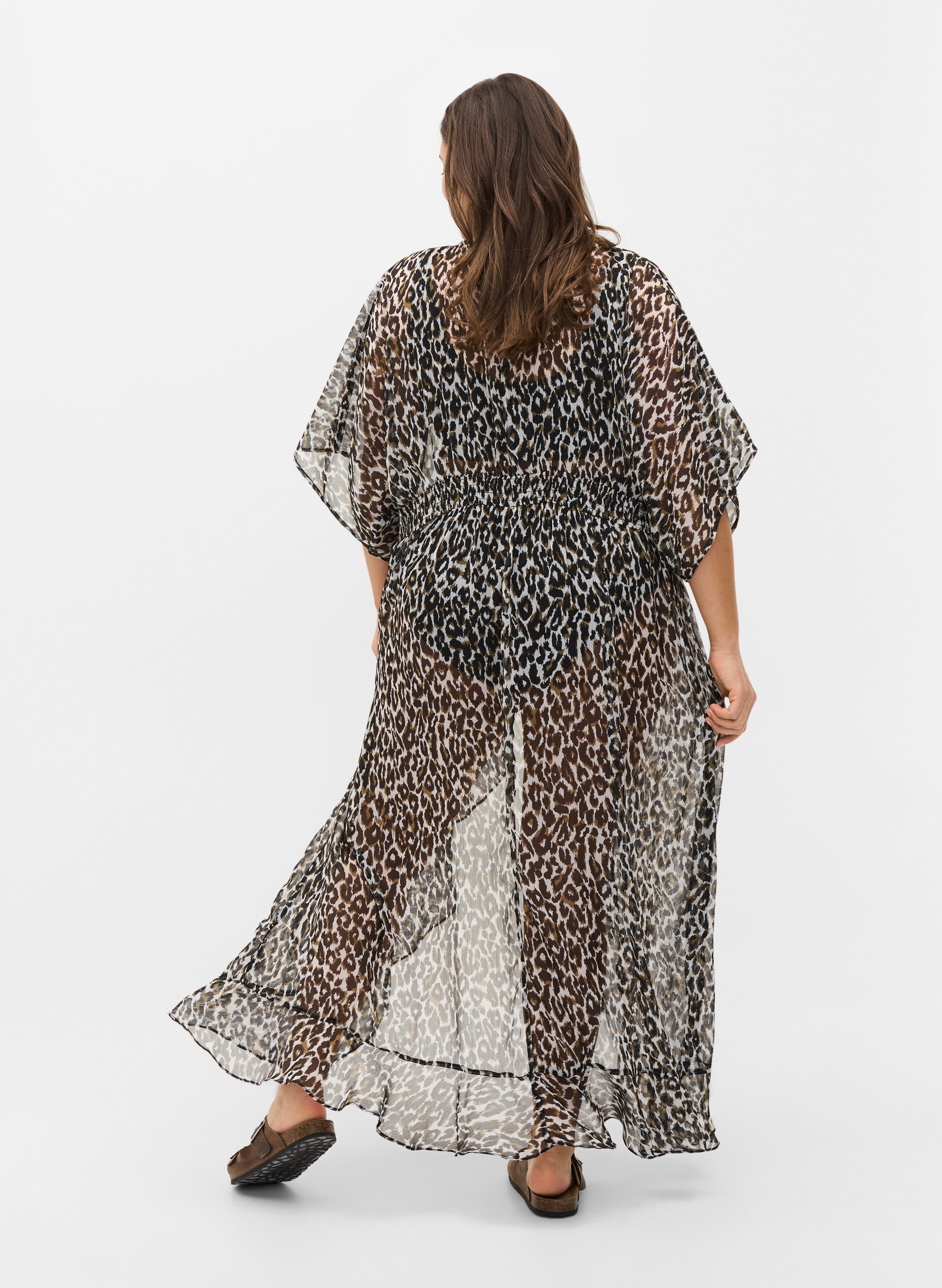 Strandkimono med mönster, Leopard Print, Model