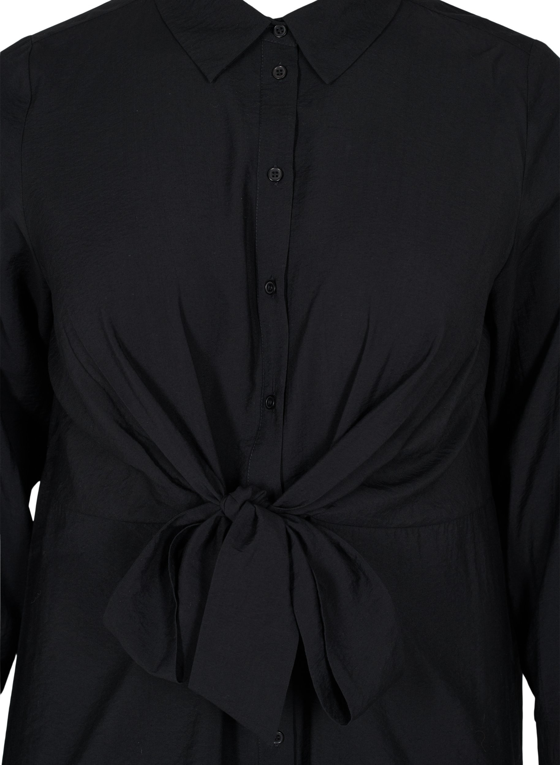 Lång skjorta med knyt, Black, Packshot image number 2