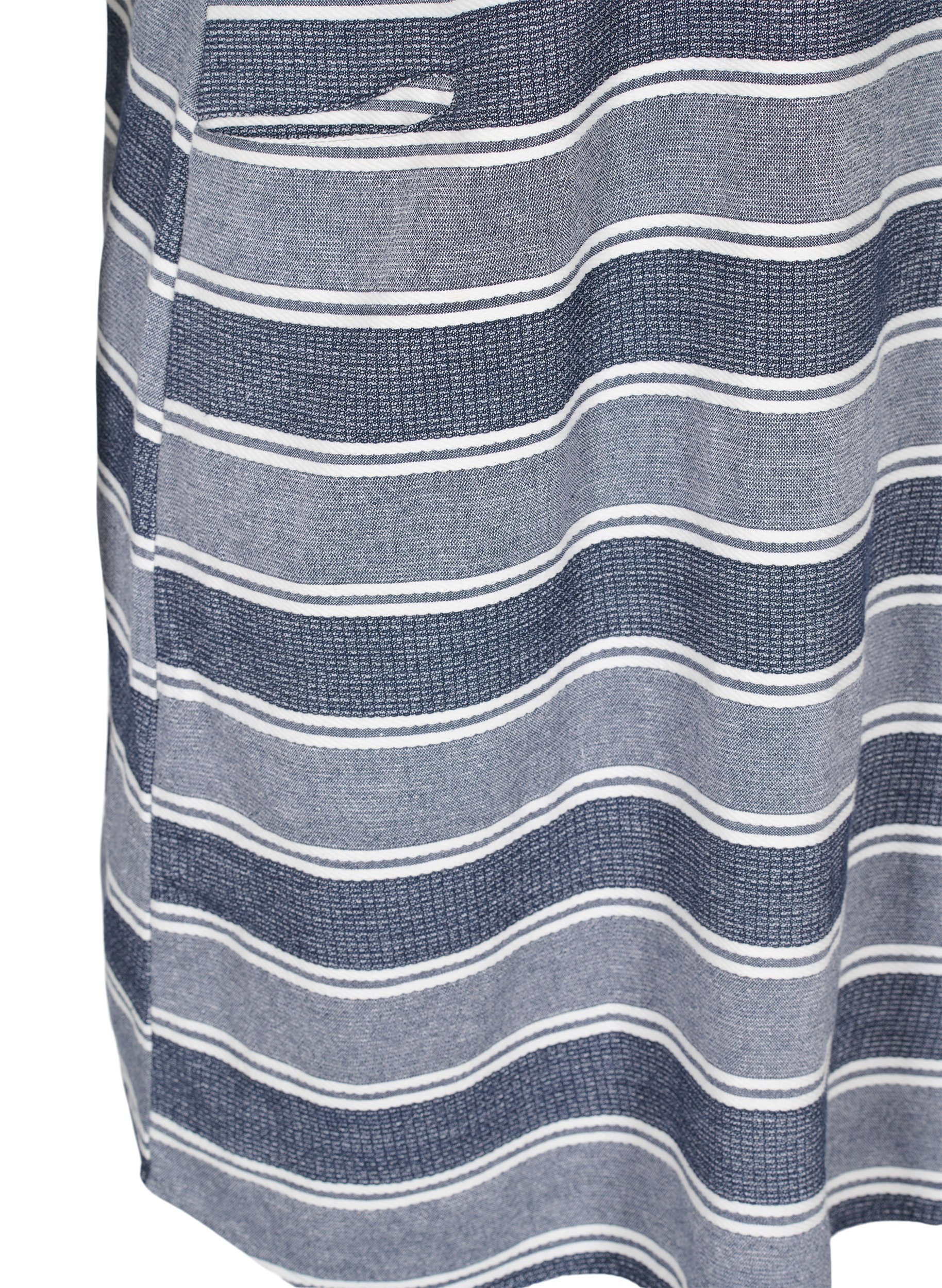 Randig klänning med korta ärmar, Blue Stripe, Packshot image number 3