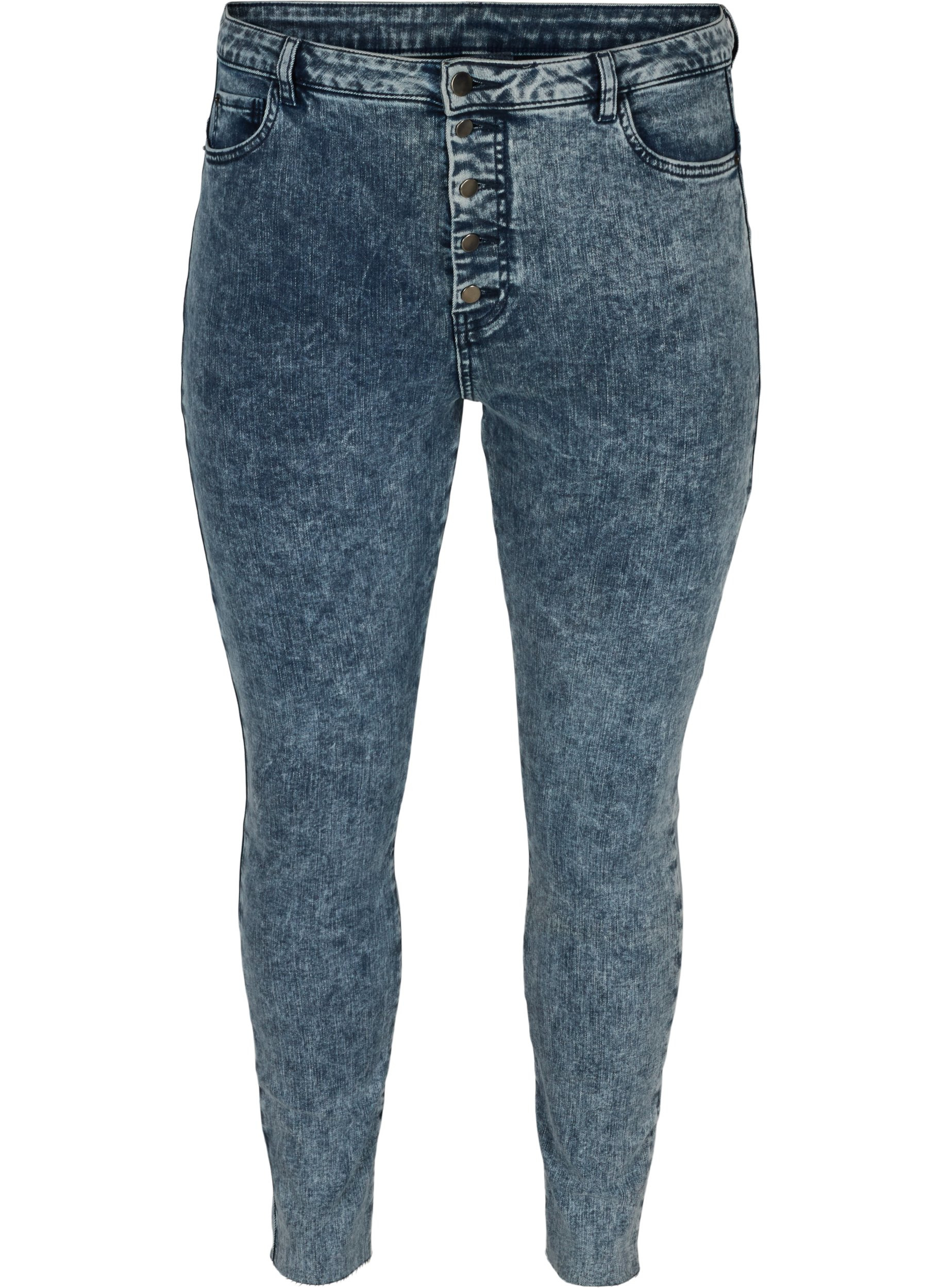 Croppade Bea jeans med extra hög midja, Blue Snow Wash, Packshot image number 0
