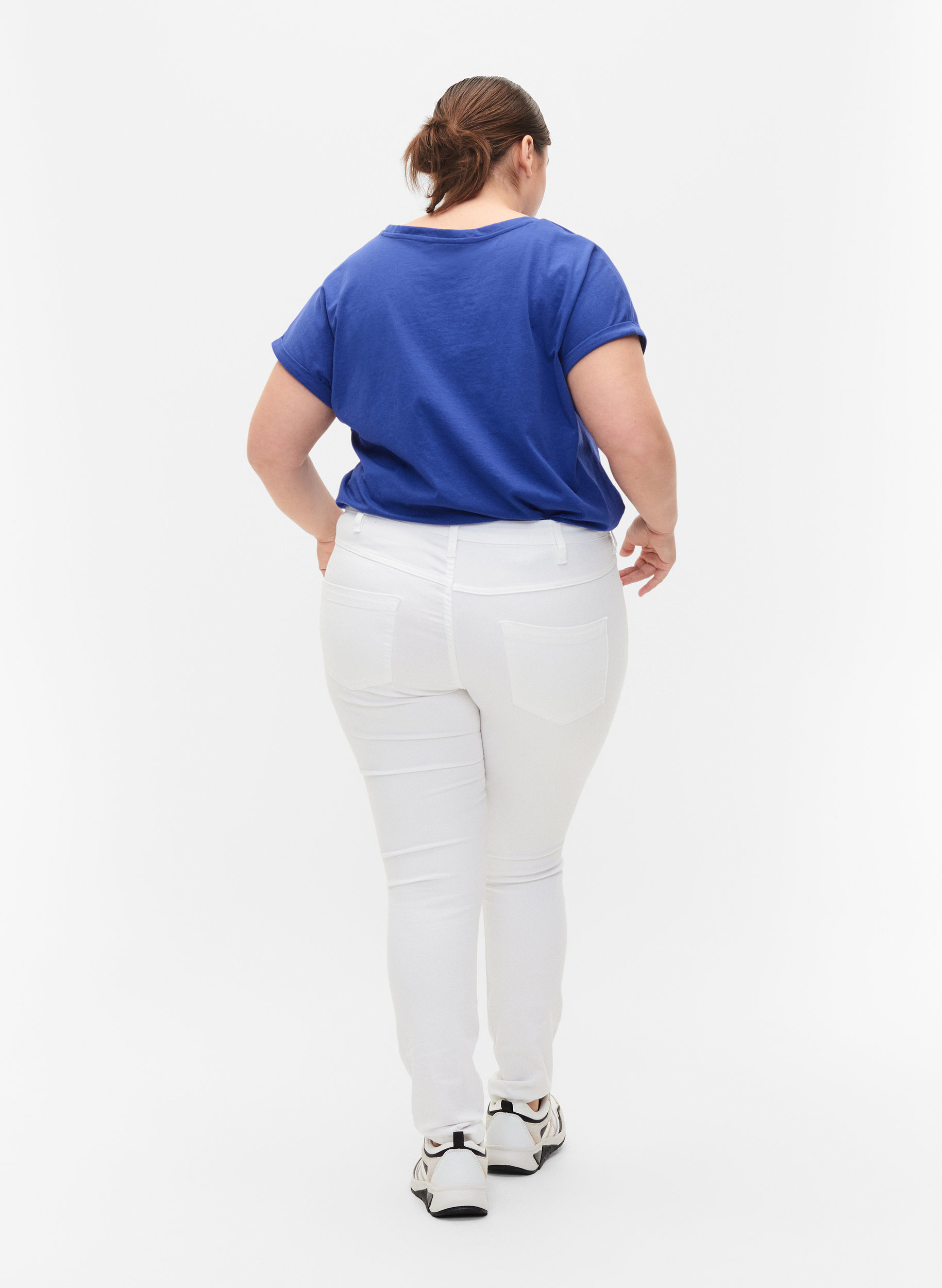 Super slim Amy jeans med hög midja, White, Model