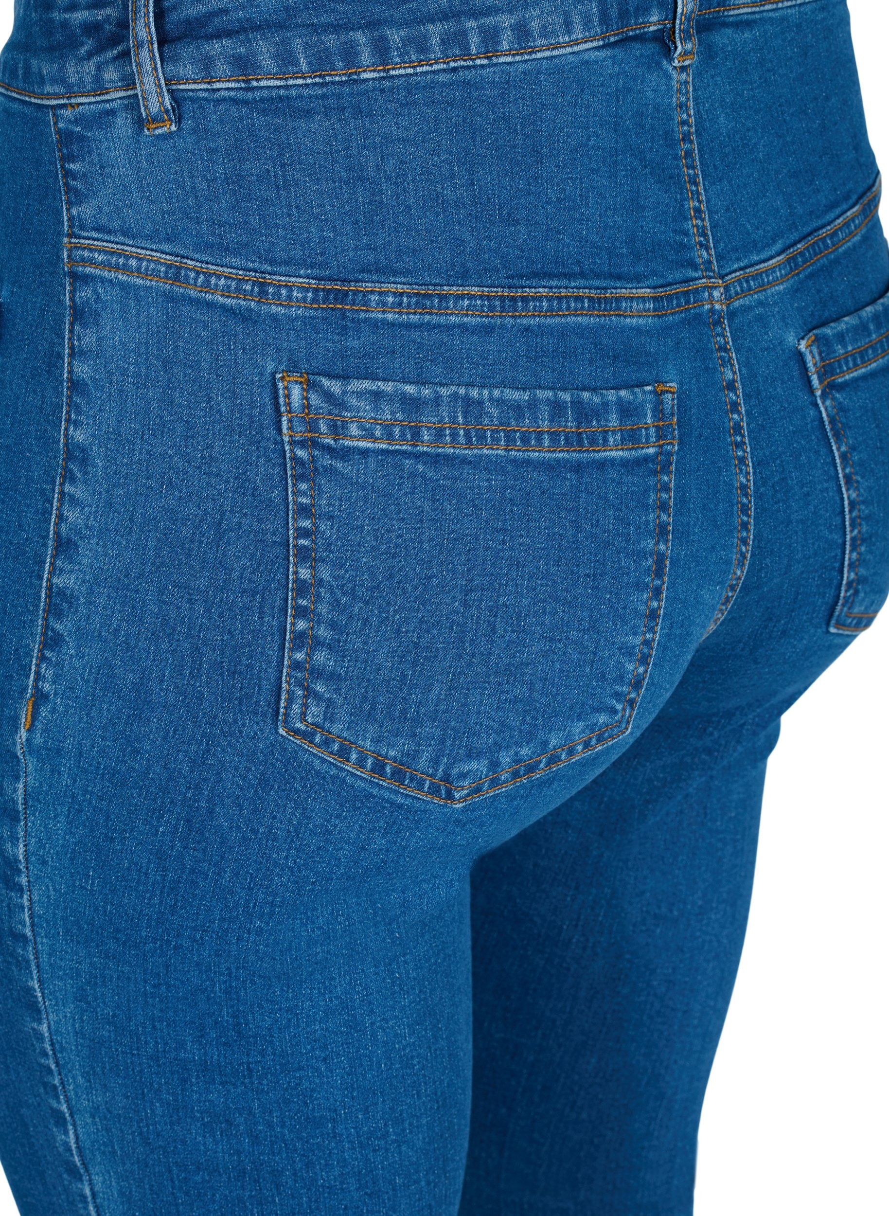 Ellen jeans med bootcut och stora fickor, Blue denim, Packshot image number 3