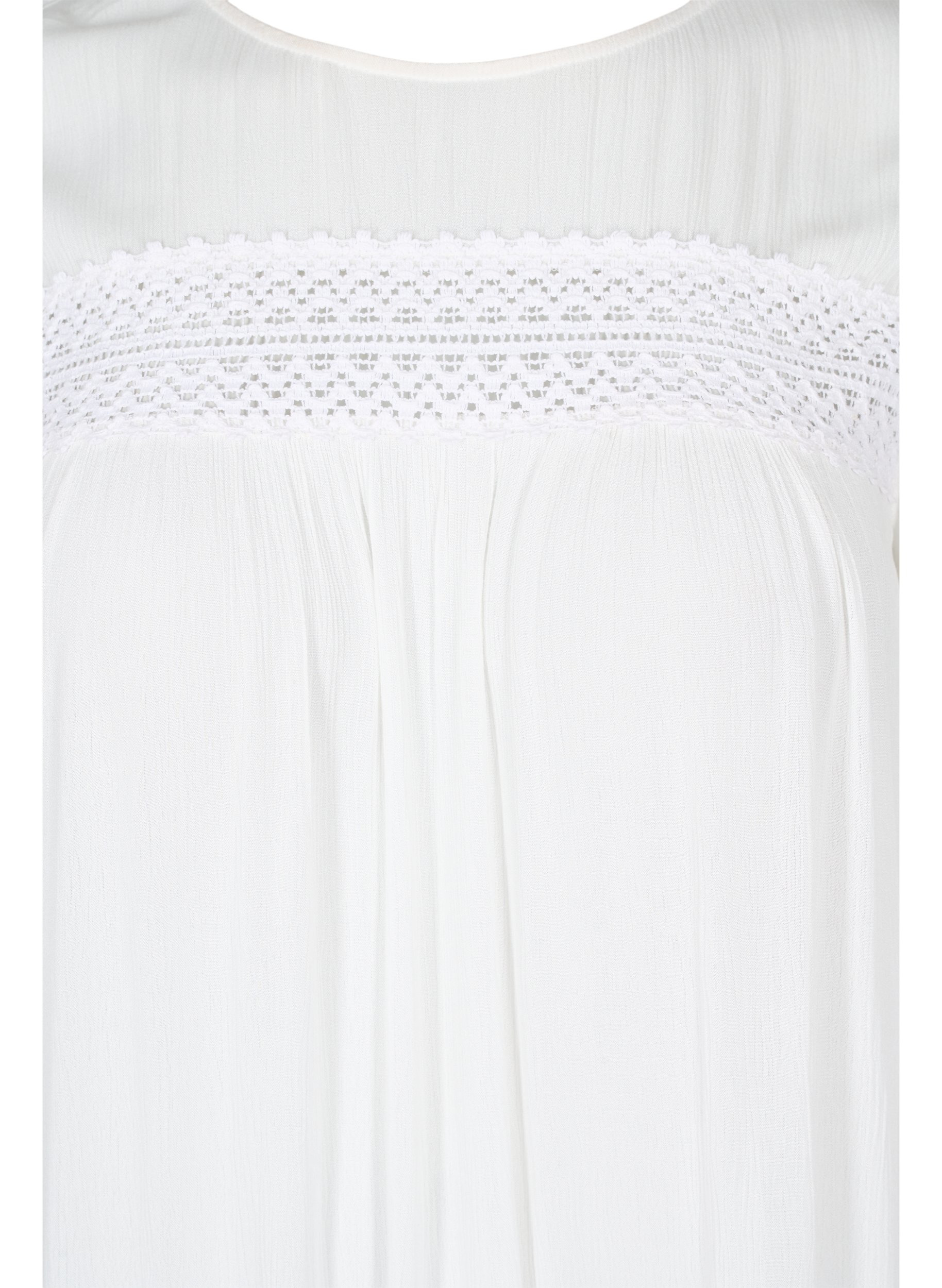Viskosklänning med spetsdetaljer, Off White, Packshot image number 2