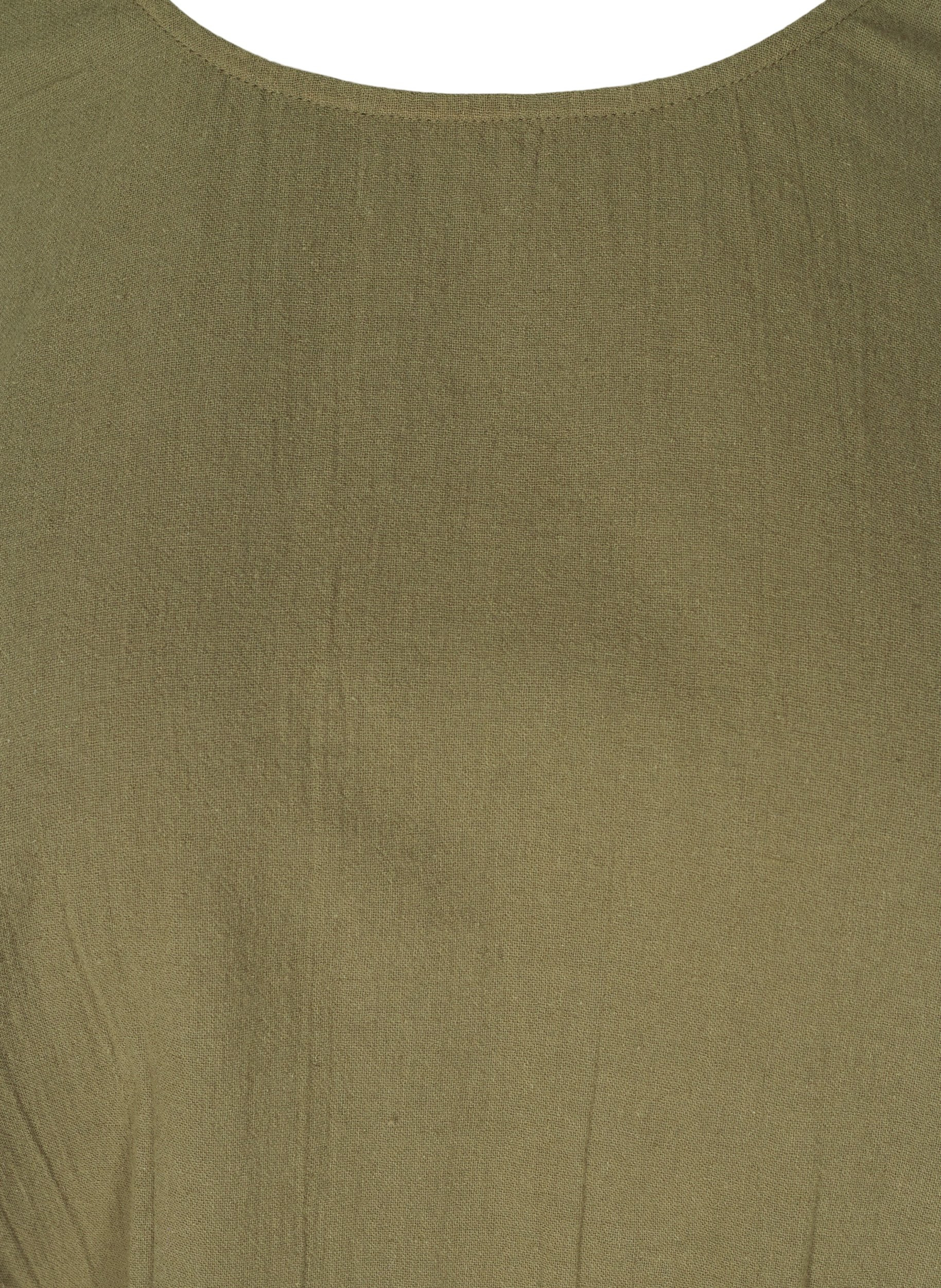 Kortärmad bomullsblus med smock, Ivy Green, Packshot image number 2