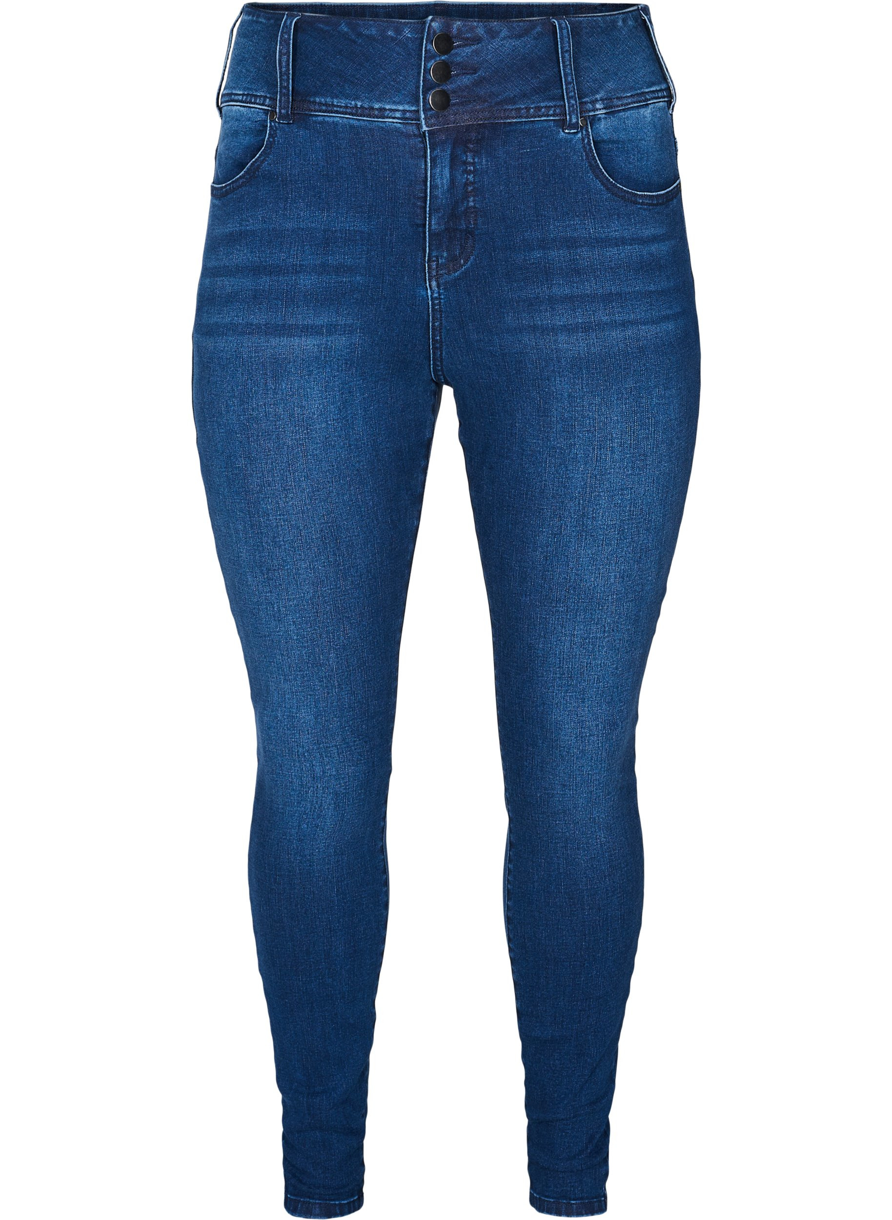 Super slim Bea jeans med extra hög midja, Blue denim, Packshot image number 0