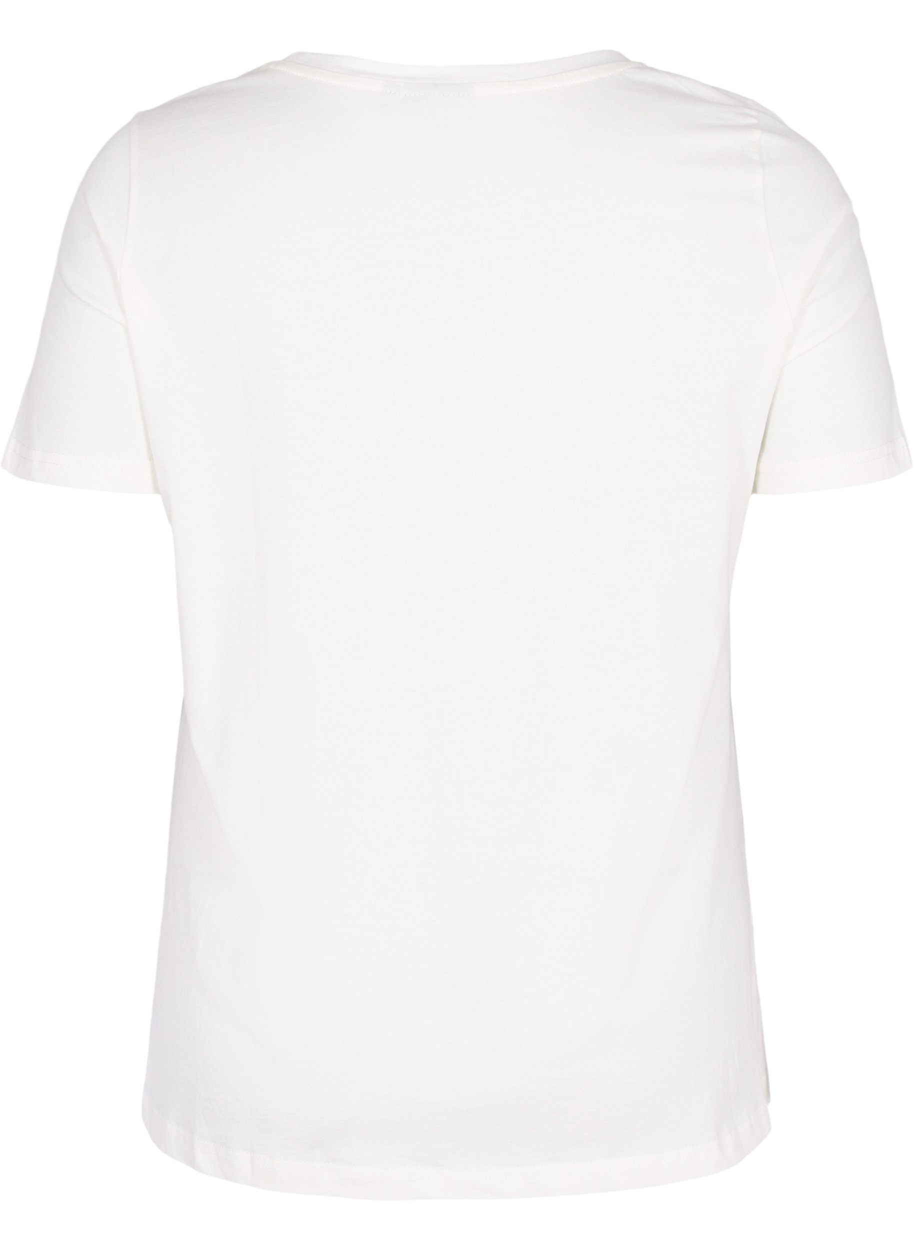 Bomulls-t-shirt med pärlor, Warm Off-white, Packshot image number 1