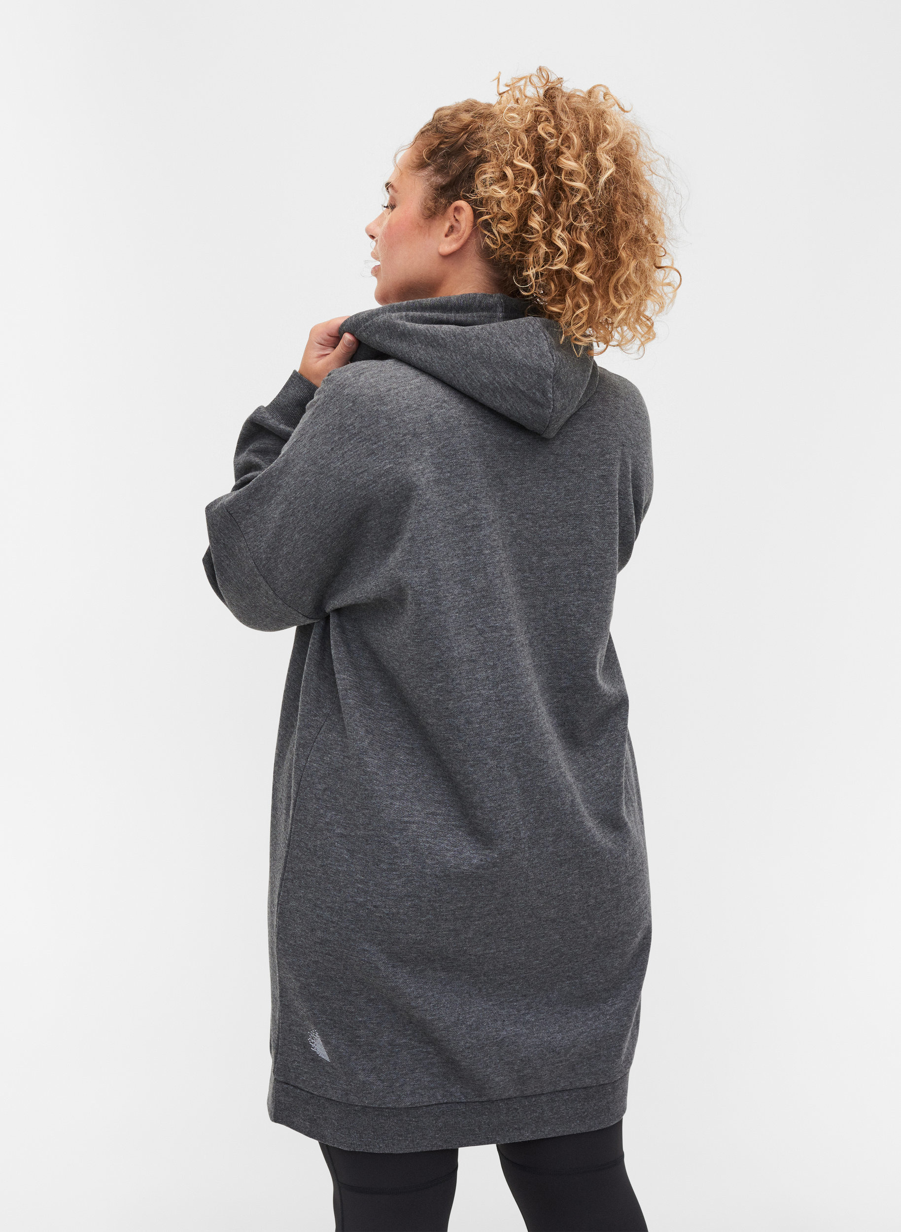 Långärmad sweatshirtklänning med , Dark Grey Melange, Model image number 1