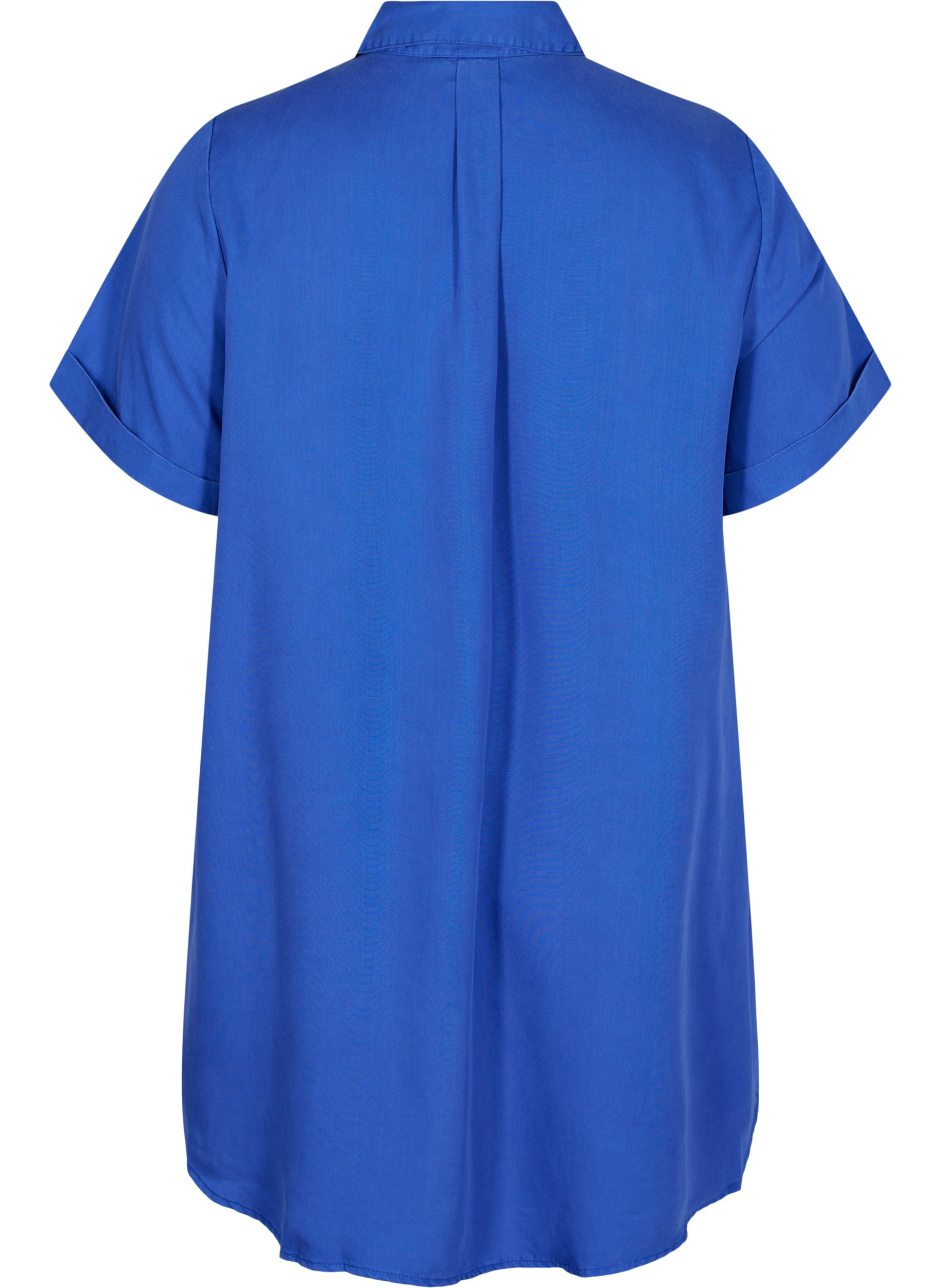 Kortärmad tunika med krage , Dazzling Blue, Packshot image number 1