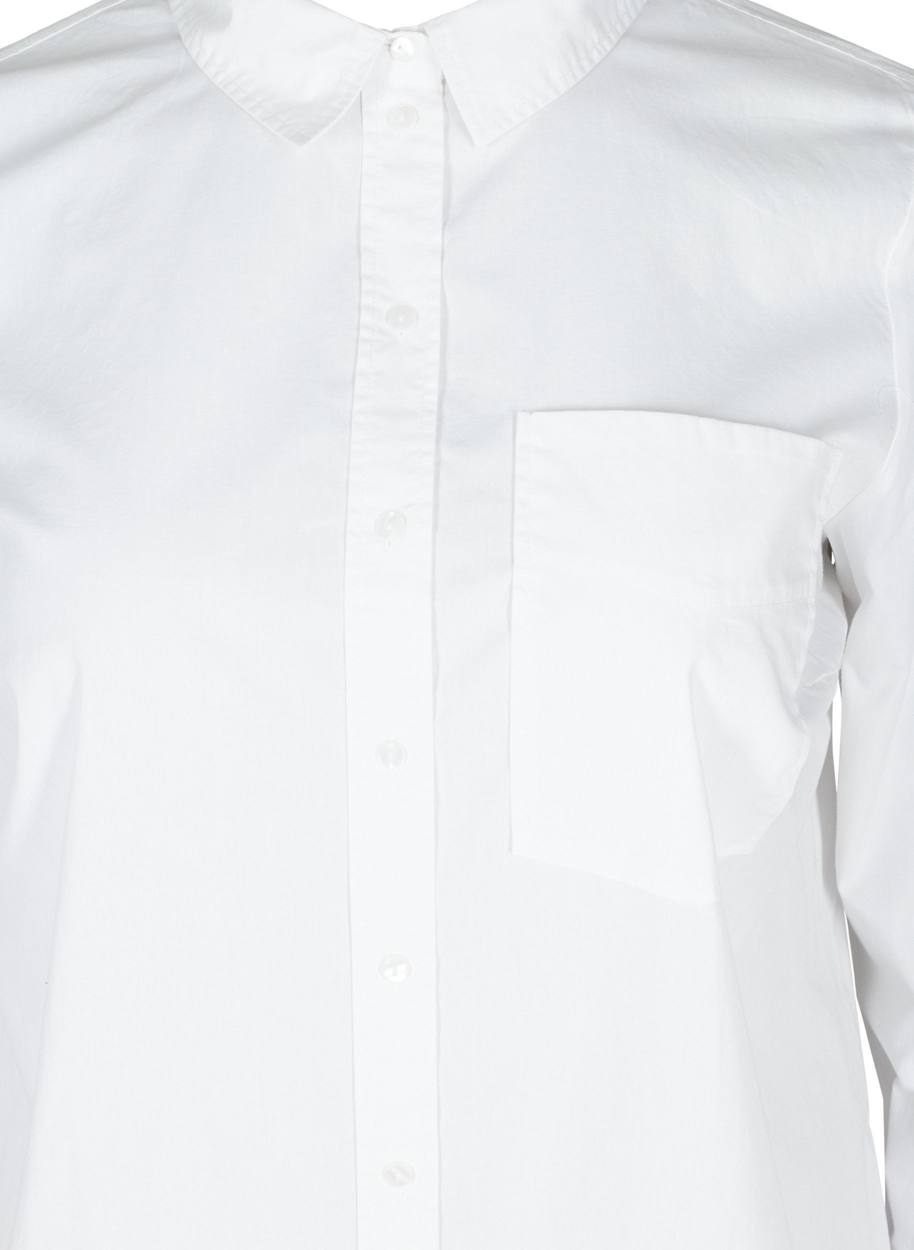 Lång bomullsskjorta med bröstficka, White, Packshot image number 2