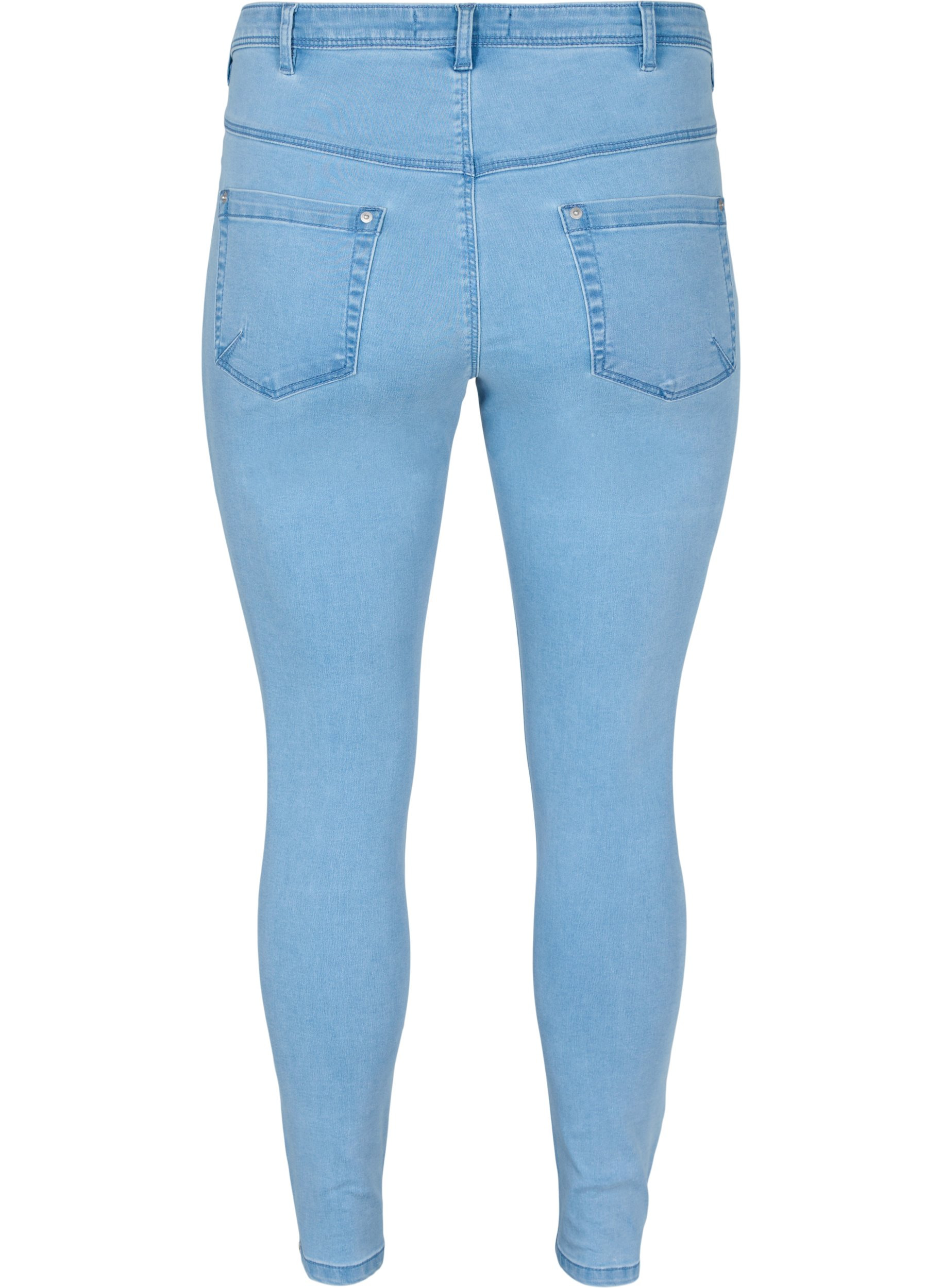 Cropped Amy jeans med blixtlås, Light blue denim, Packshot image number 1