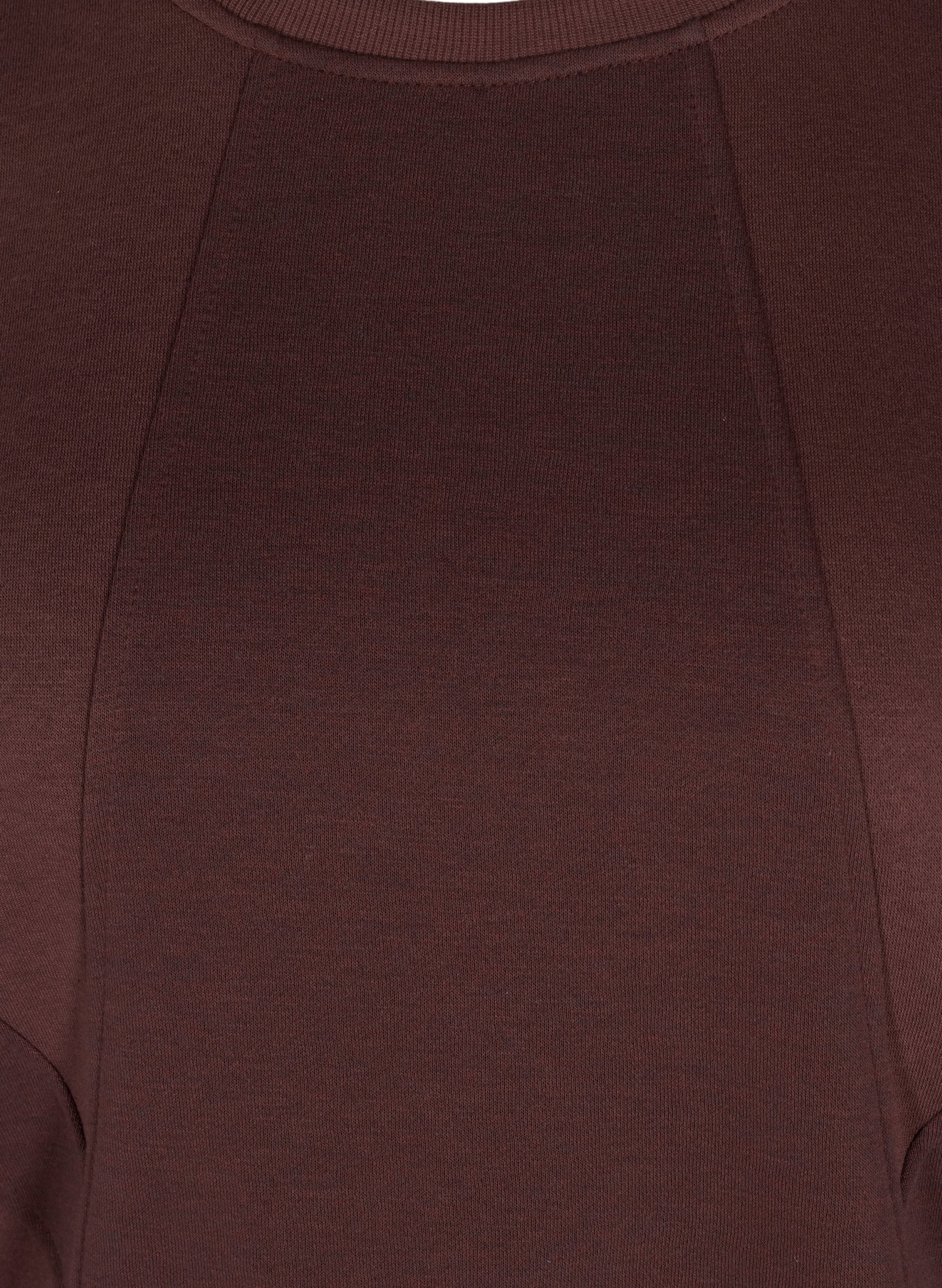 Sweatshirt med rund halsringning och smock, Decadent Chocolate, Packshot image number 2