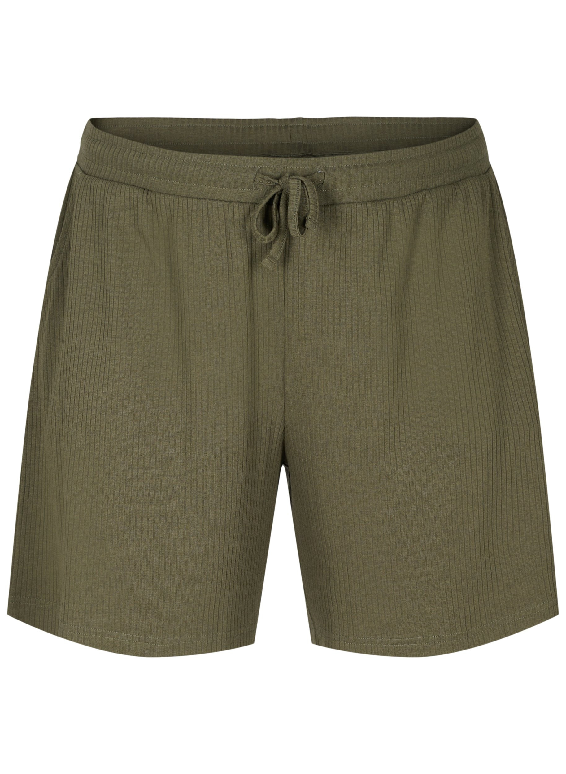Ribbade shorts med fickor, Dusty Olive, Packshot