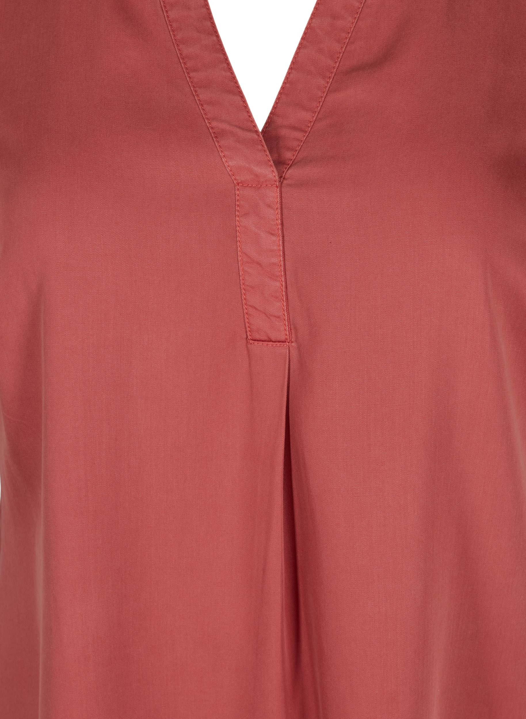 Kortärmad klänning med v-ringning, Marsala, Packshot image number 2