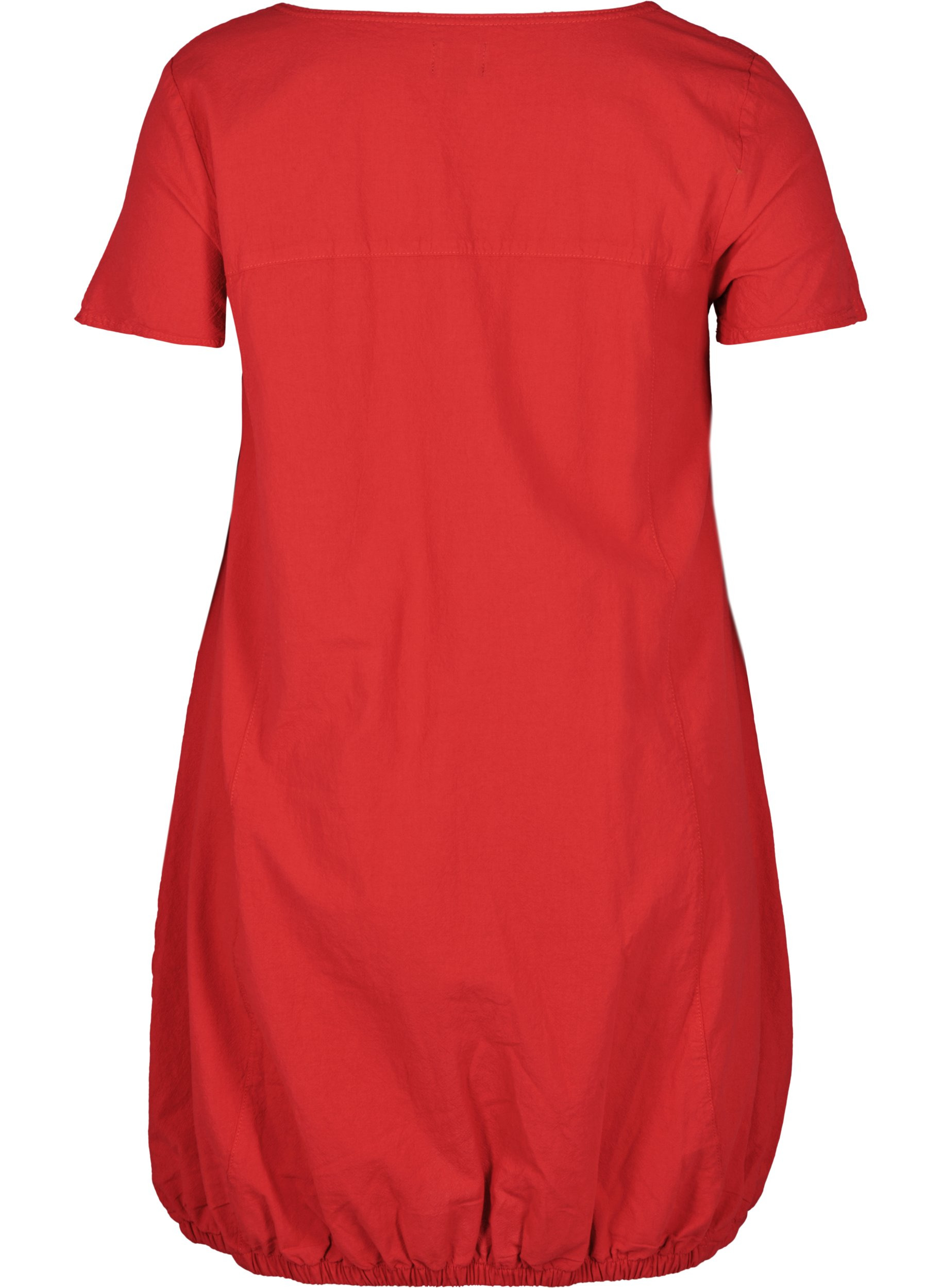 Kortärmad klänning i bomull, Lipstick Red, Packshot image number 1