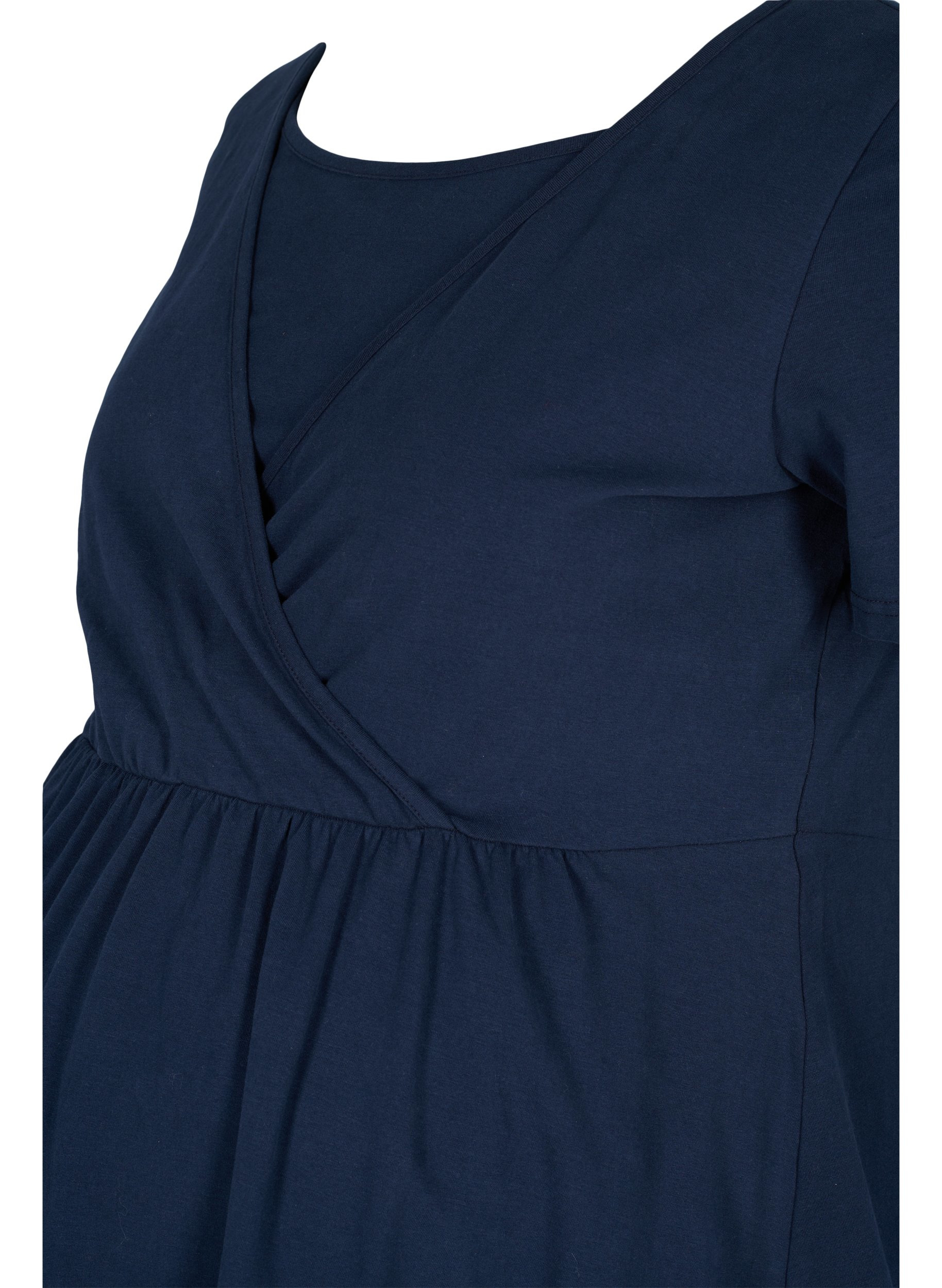 Kortärmad gravidtunika i bomull, Navy Blazer, Packshot image number 2