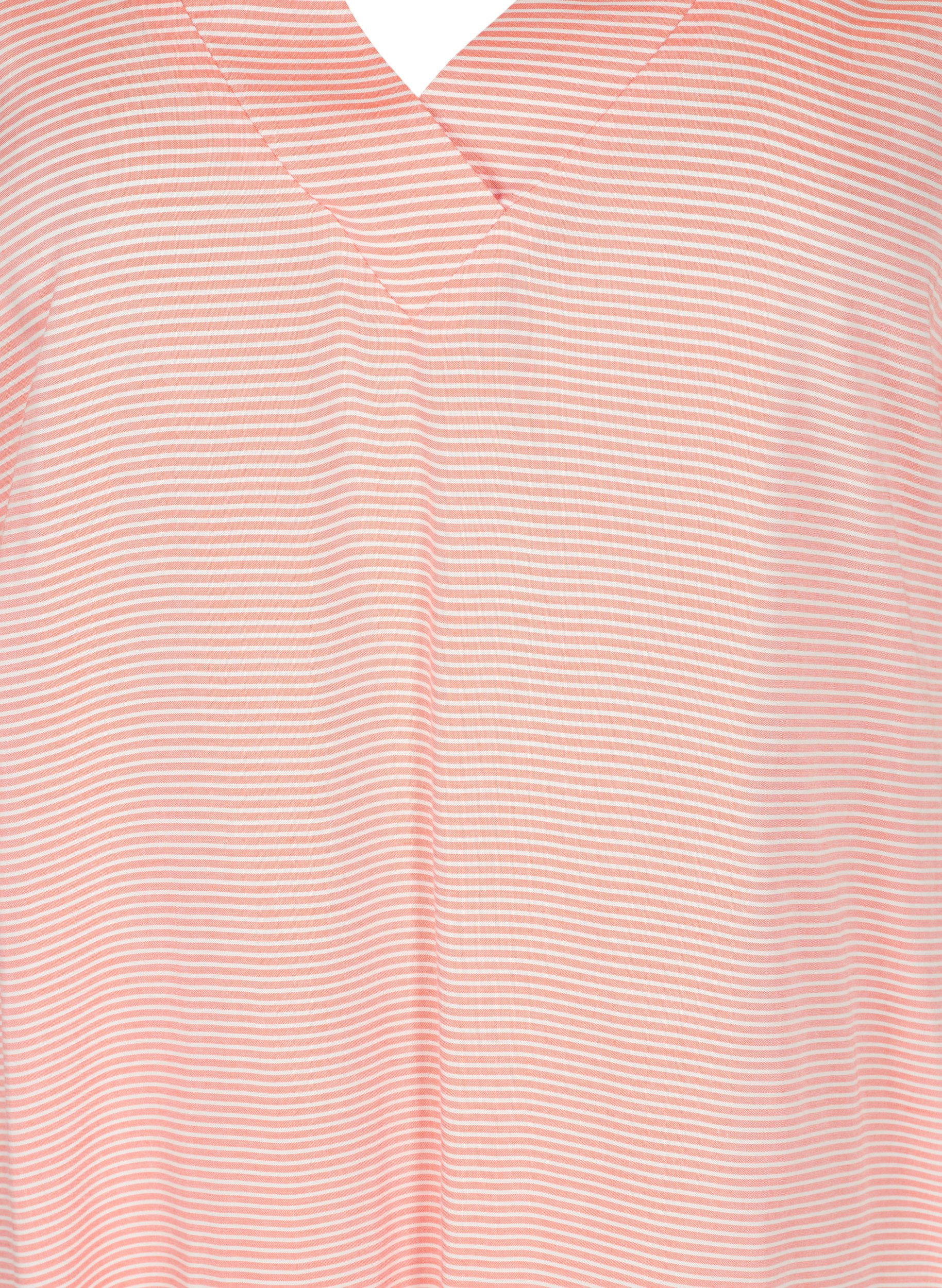 Randig tunika i viskos med korta ärmar, Orange Stripe, Packshot image number 2