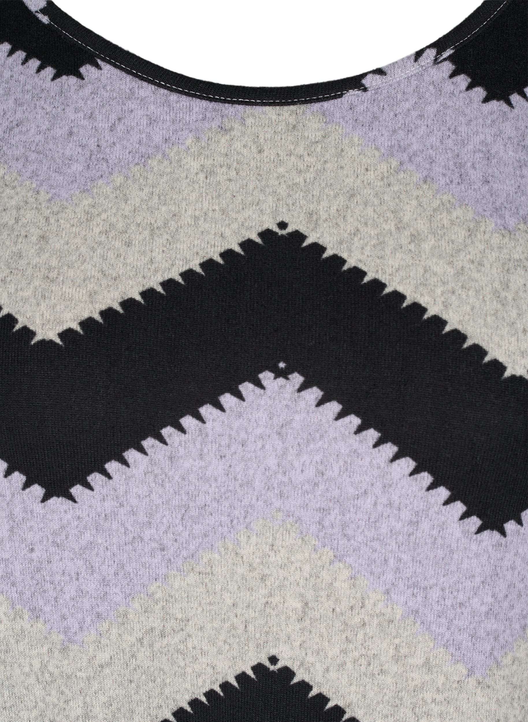 Långärmad tröja med mönster, Zig Zag Lilac, Packshot image number 2
