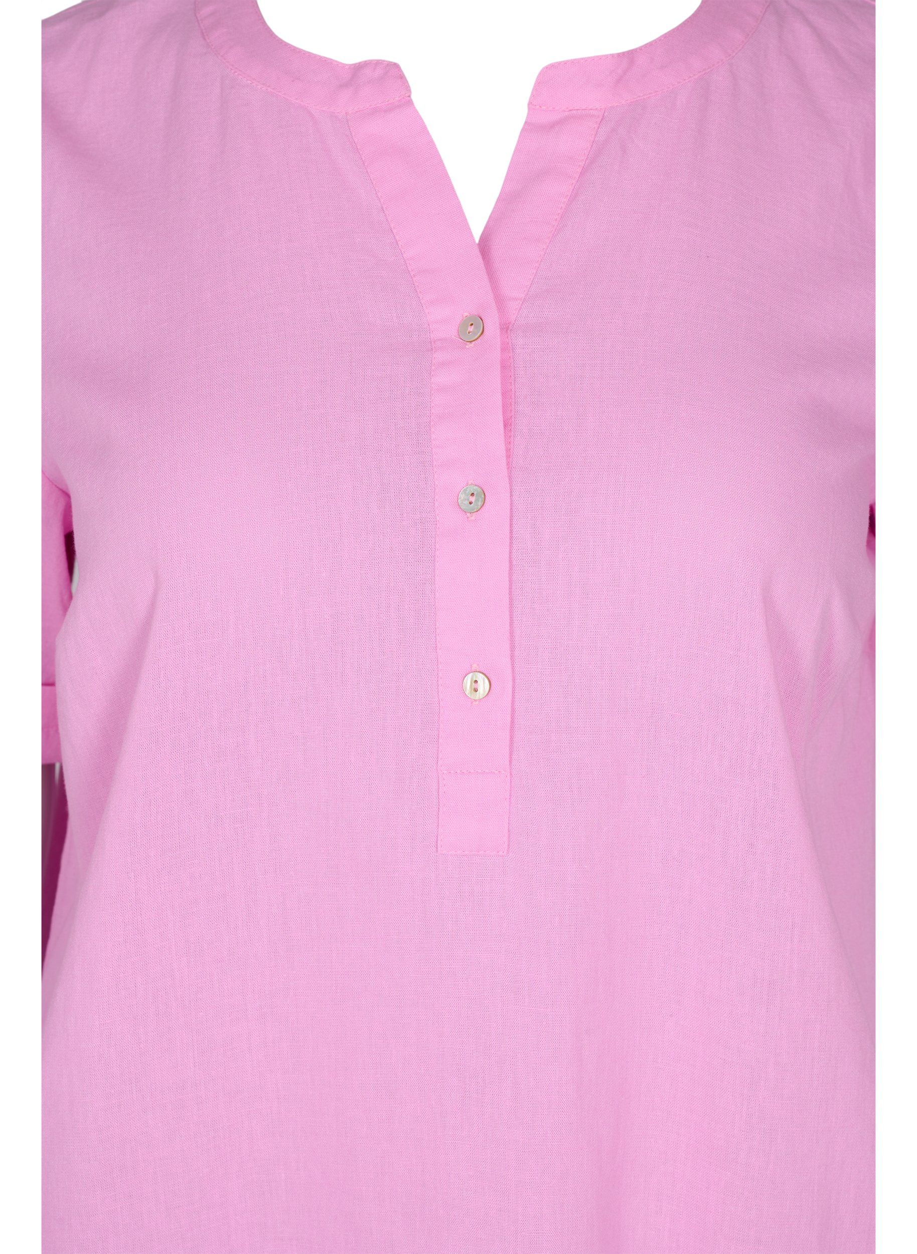 Lång skjortklänning med korta ärmar, Begonia Pink, Packshot image number 2
