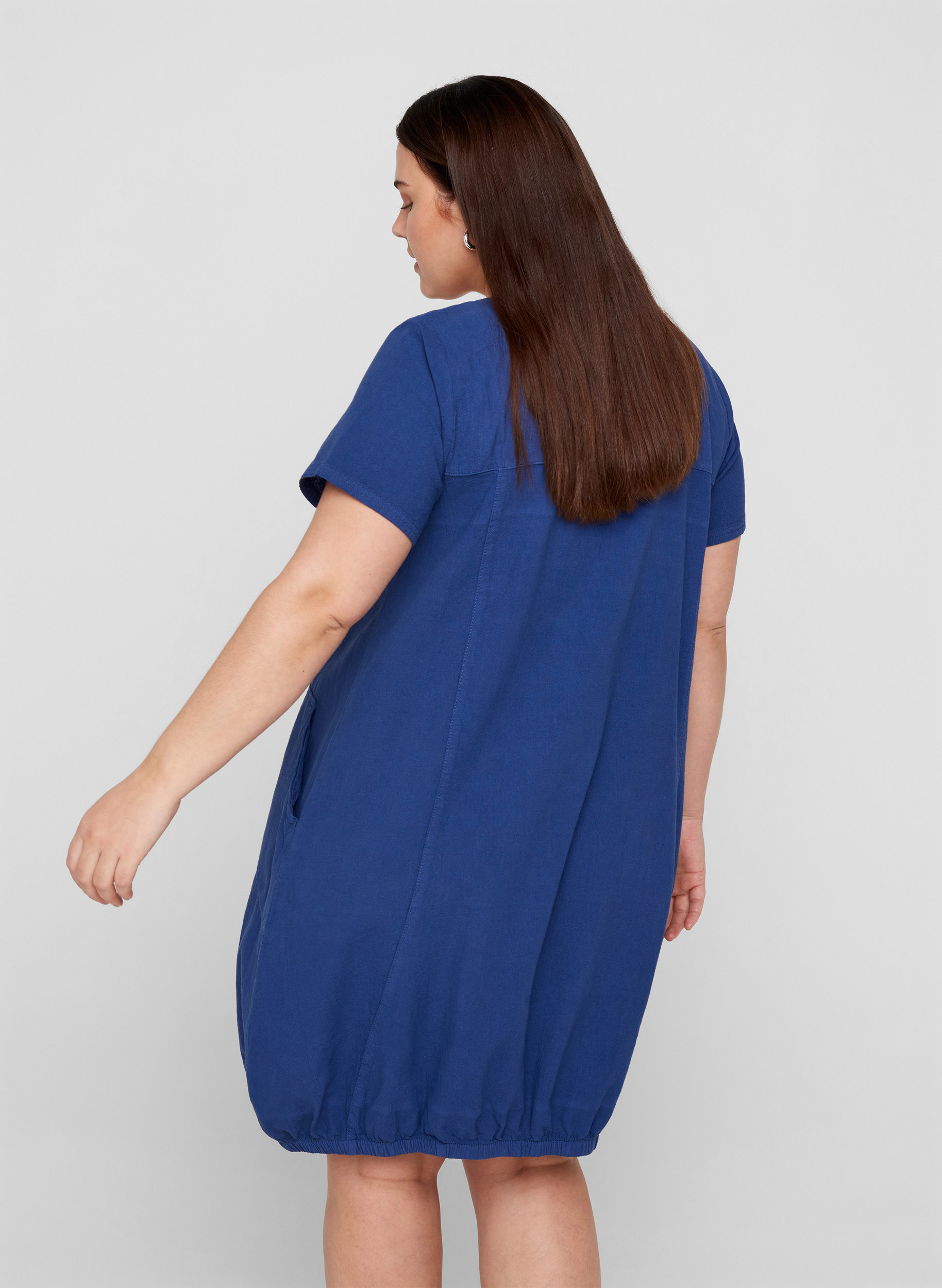 Kortärmad klänning i bomull, Twilight Blue, Model image number 1