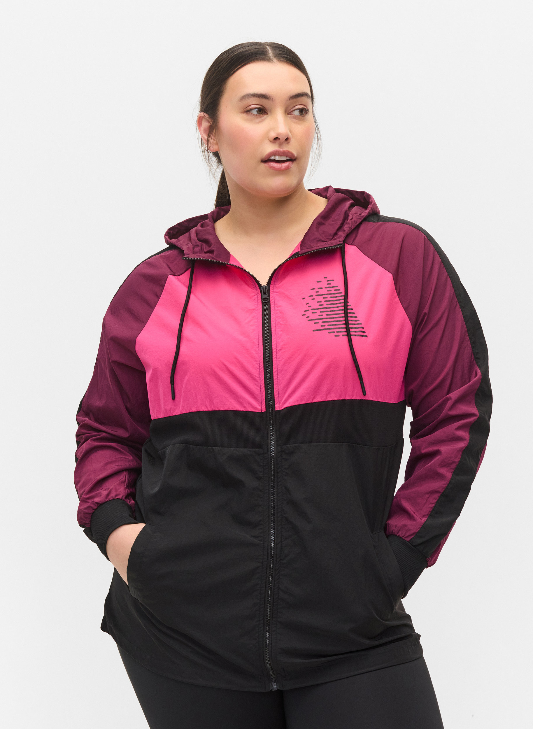 Blockfärgad sportjacka, Black Comb, Model