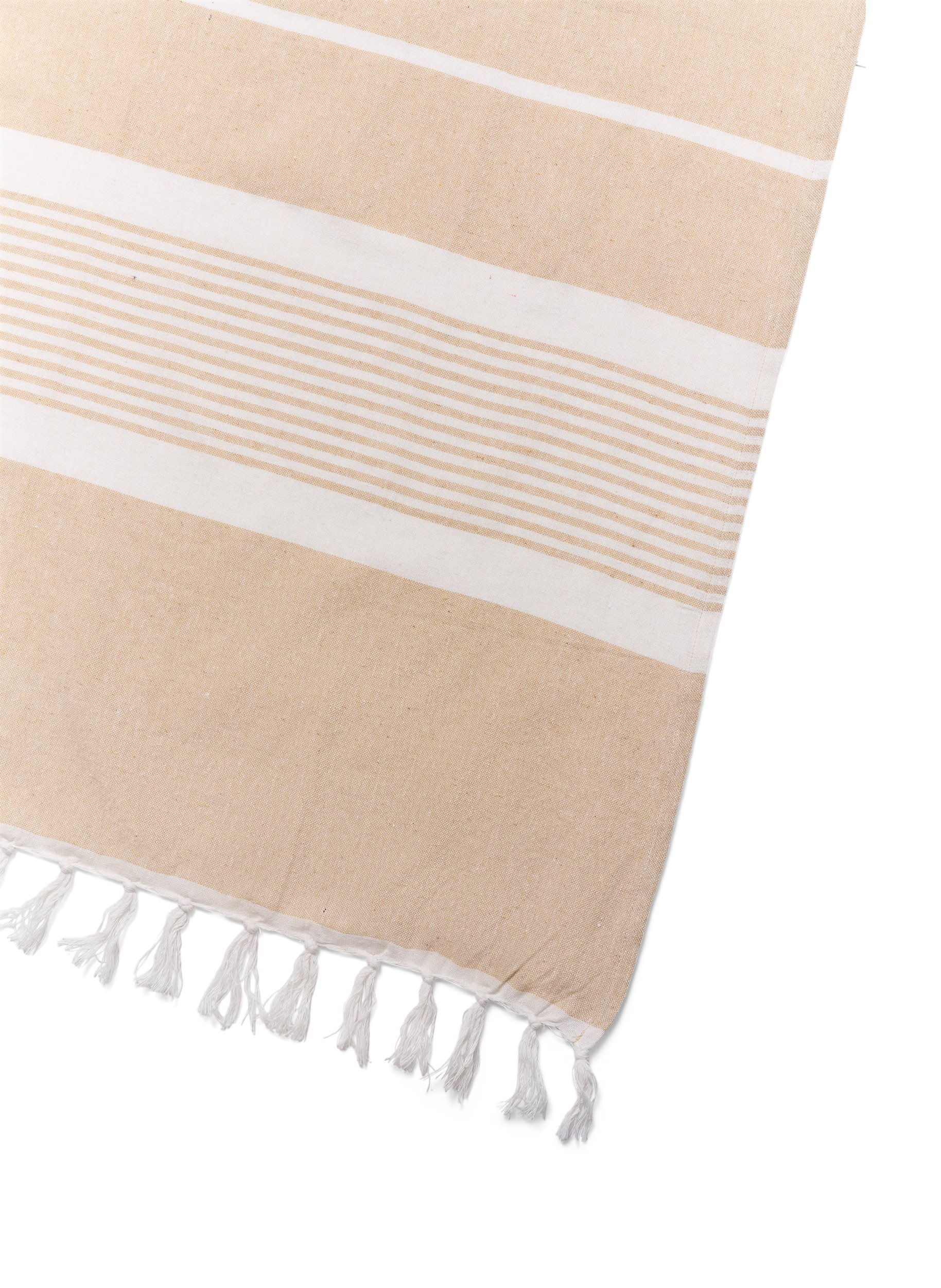 Randig handduk med fransar, Light Beige Melange, Packshot image number 2