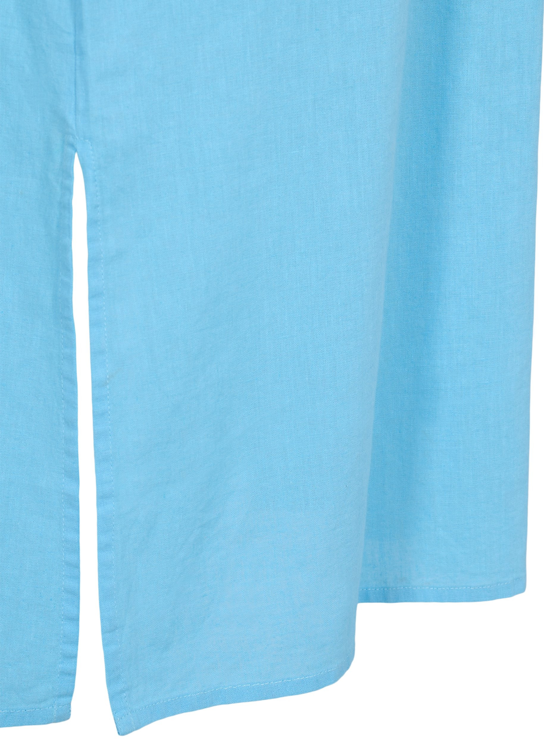 Lång skjortklänning med korta ärmar, Alaskan Blue, Packshot image number 3