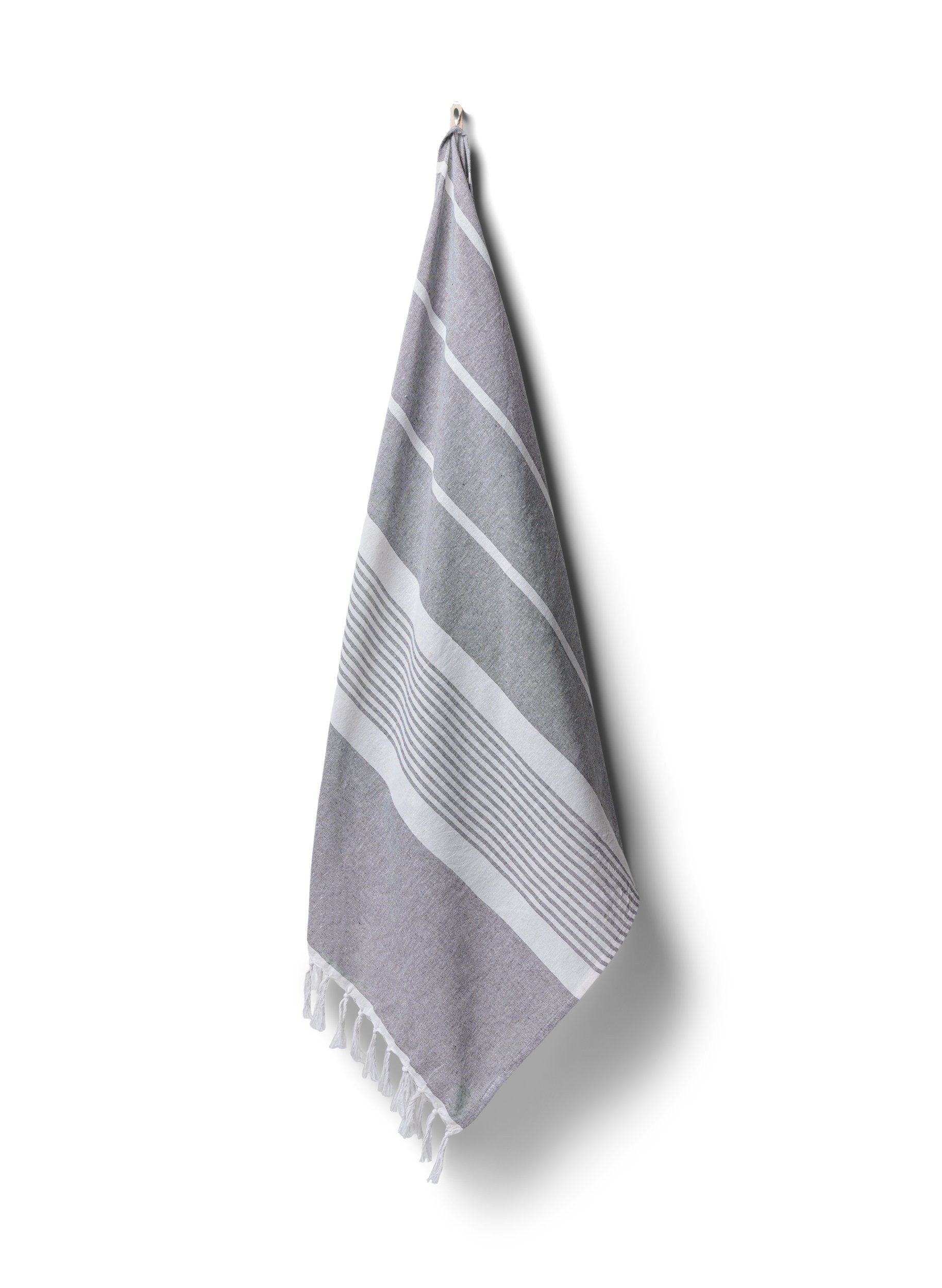 Randig handduk med fransar, Medium Grey Melange, Packshot