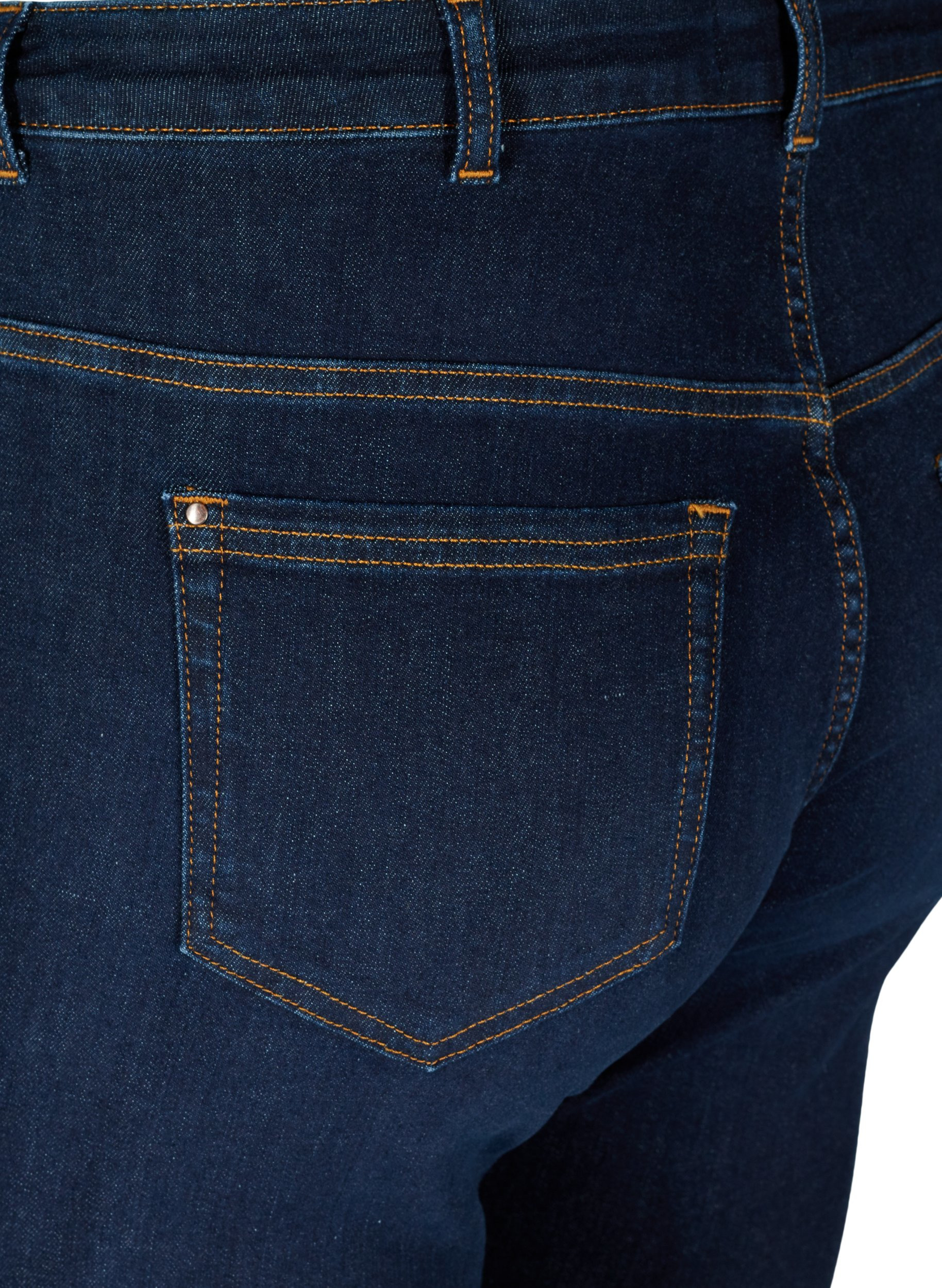 Ellen jeans med bootcut och hög midja, Dark blue denim, Packshot image number 3