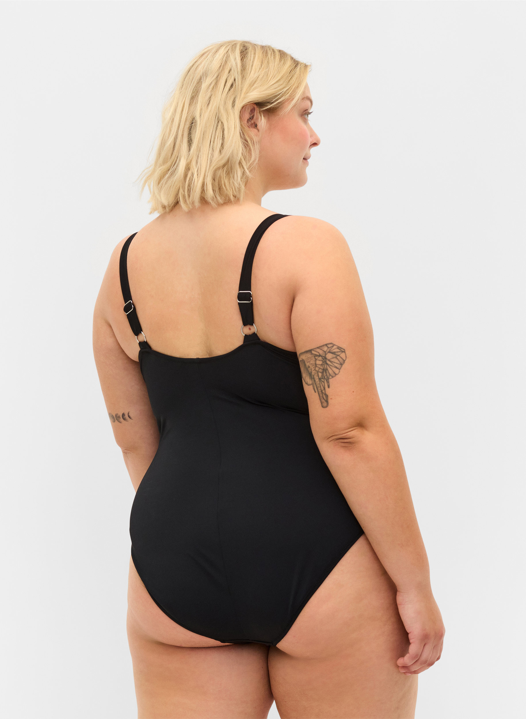 Vadderad baddräkt med draperingar, Black, Model