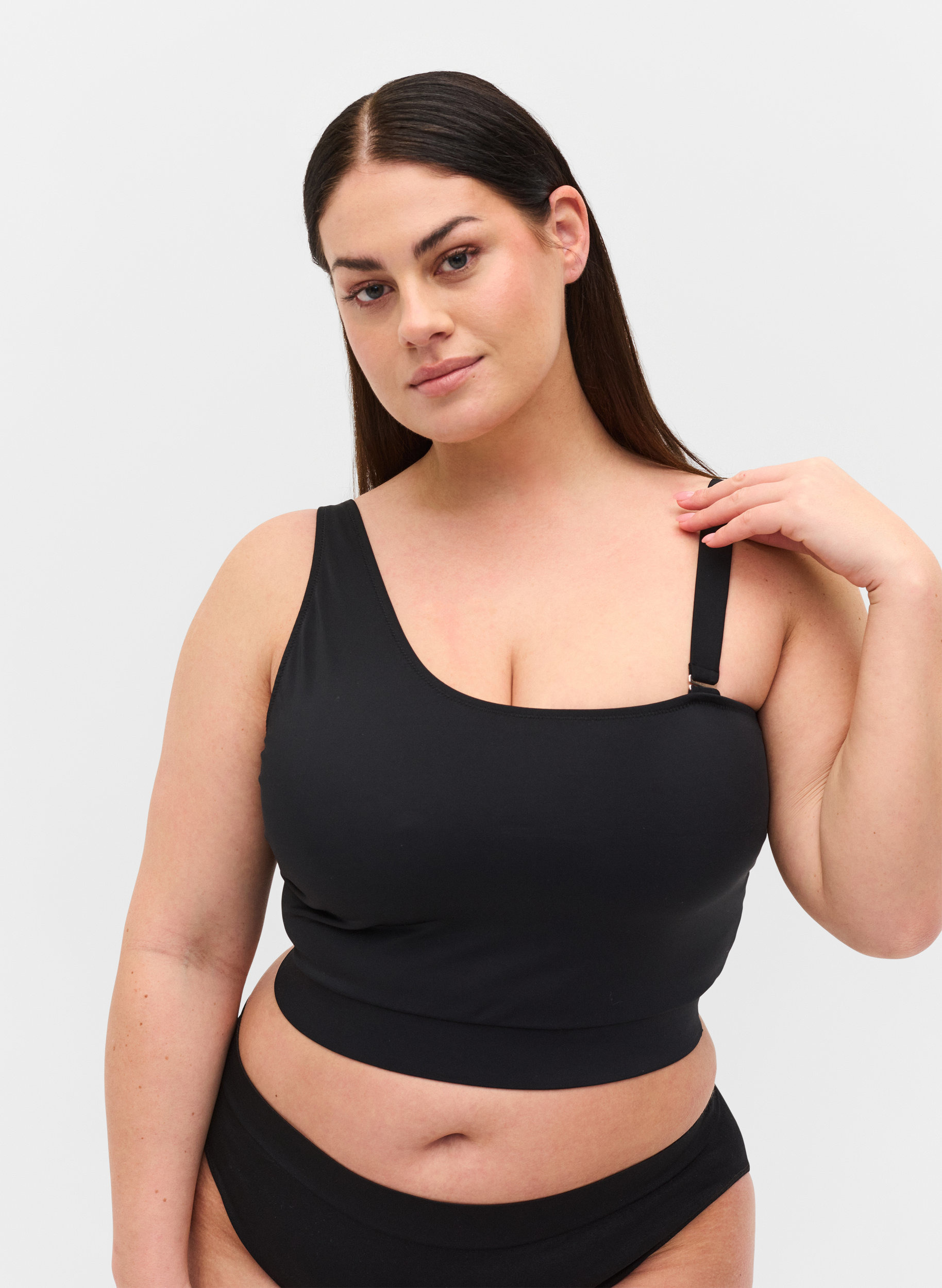 One shoulder-bikinitopp, Black, Model