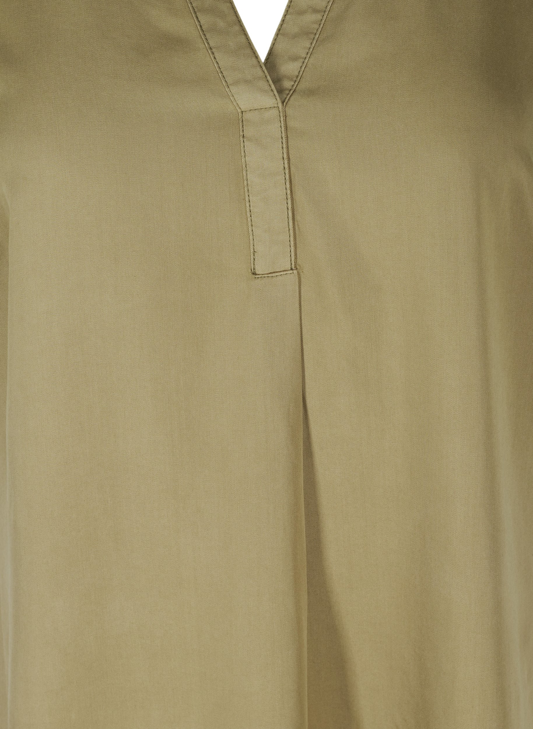 Kortärmad klänning med v-ringning, Dusky Green, Packshot image number 2