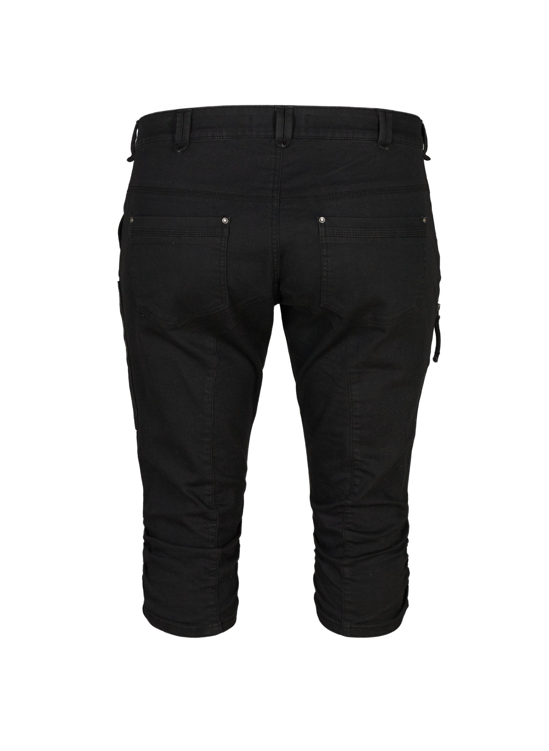 Slim fit capri-jeans med fickor, Black, Packshot image number 1