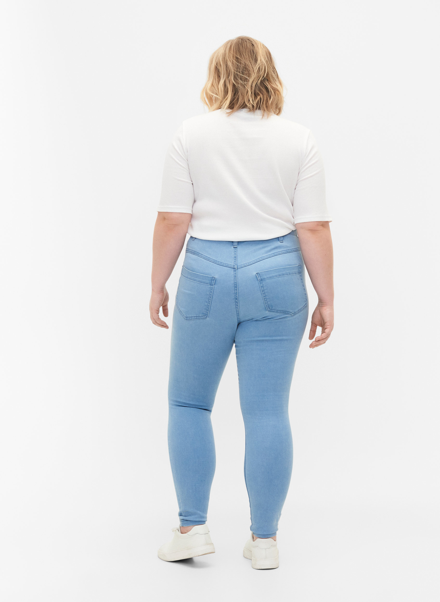 Super slim Amy jeans med hög midj, Ex Lt Blue, Model image number 1
