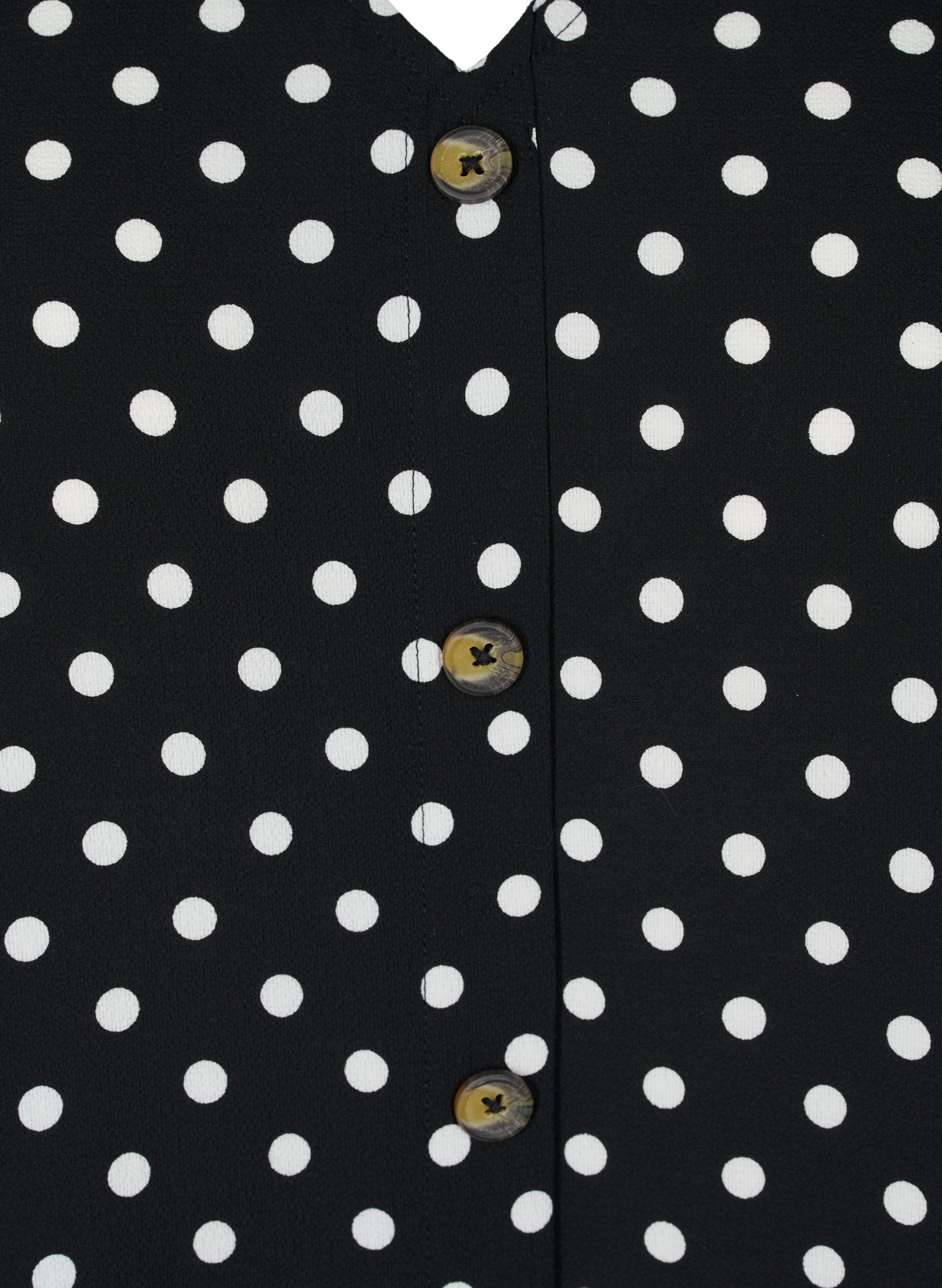 Mönstrad viskosblus med knappar, Black Dot, Packshot image number 2