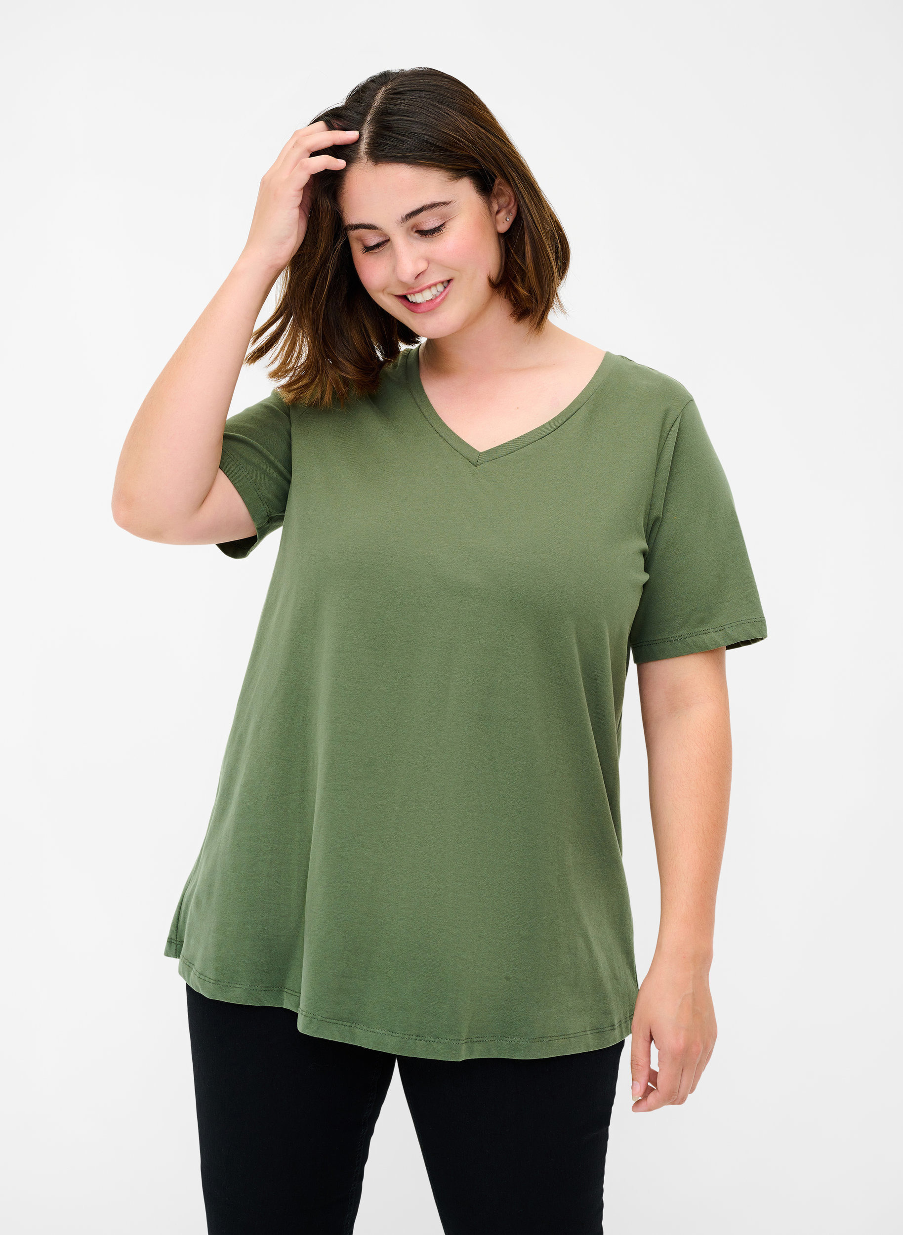 Basis t-shirt, Thyme, Model image number 0