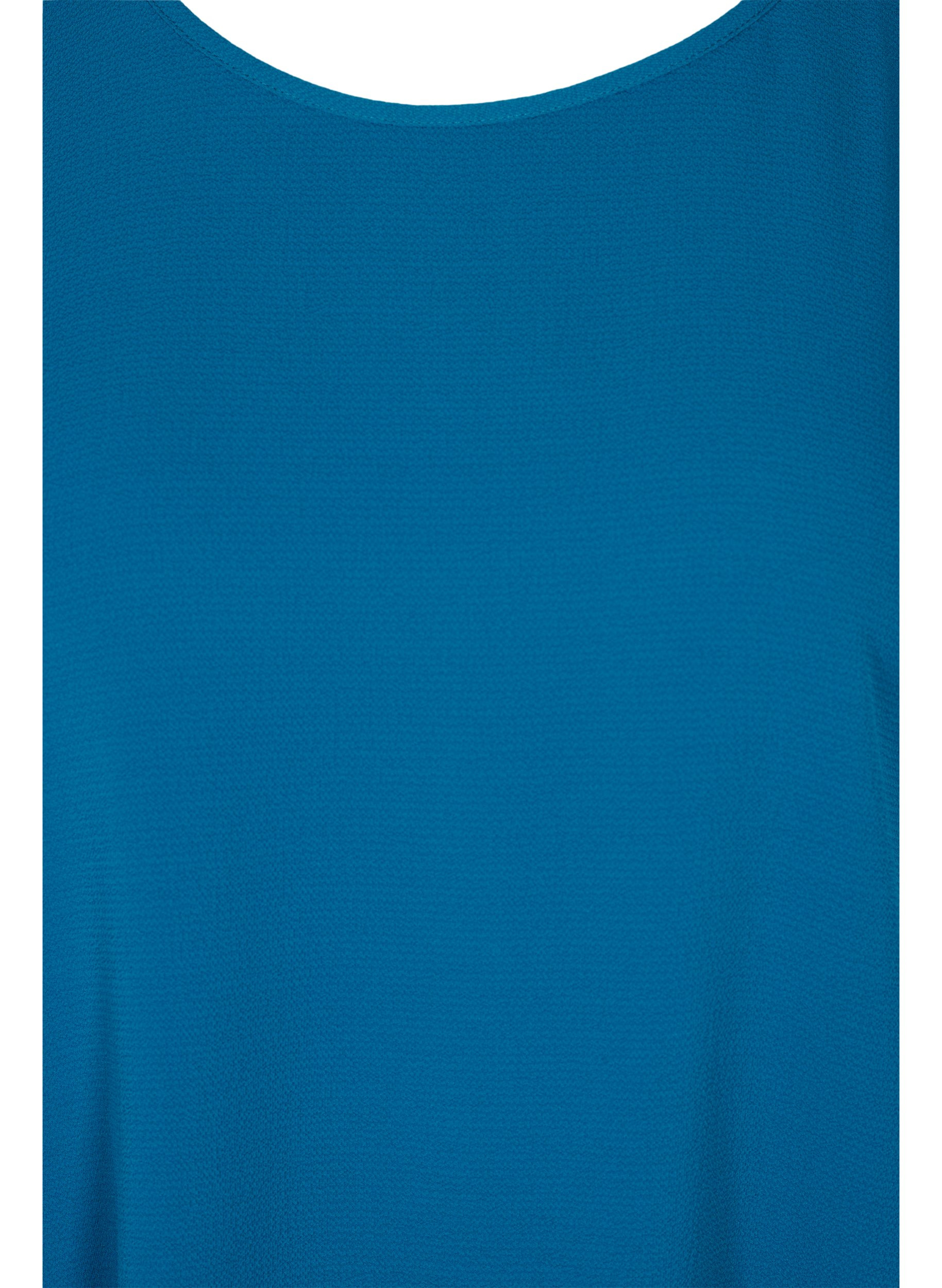 Topp med korta ärmar och rund halsringning, Moroccan Blue, Packshot image number 2