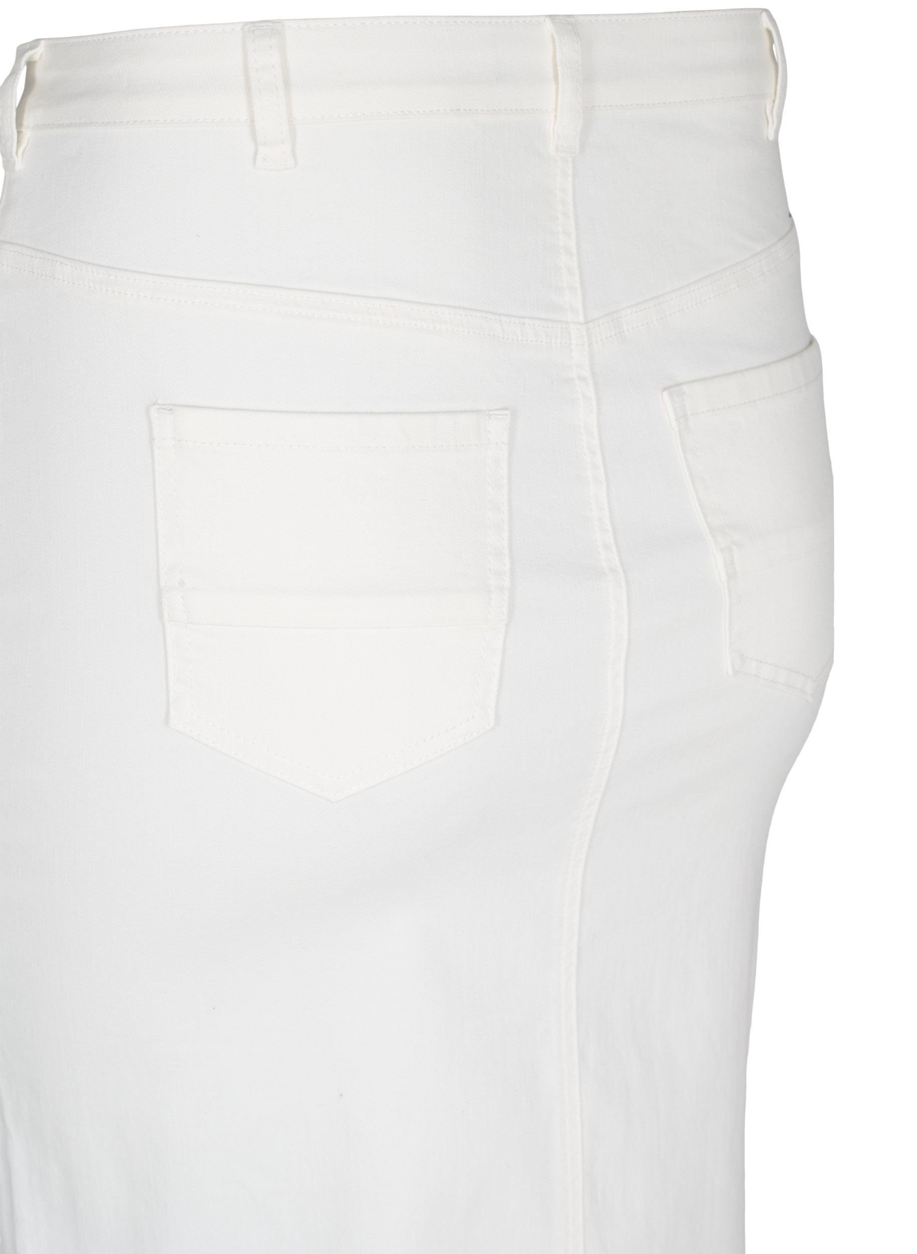 Knälång jeanskjol med slits, White, Packshot image number 3