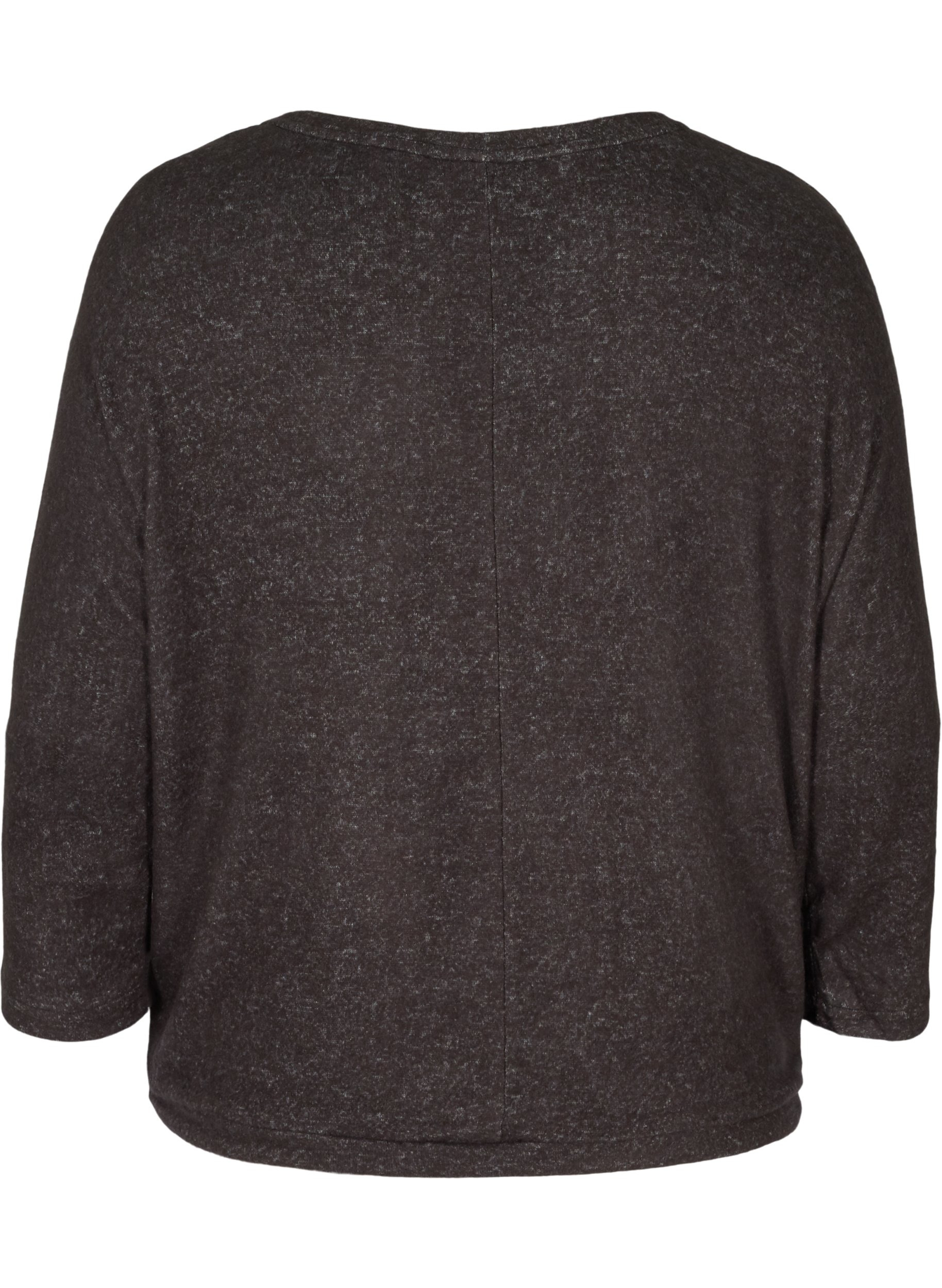 Melerad blus med justerbar fåll, Dark Grey Melange, Packshot image number 1