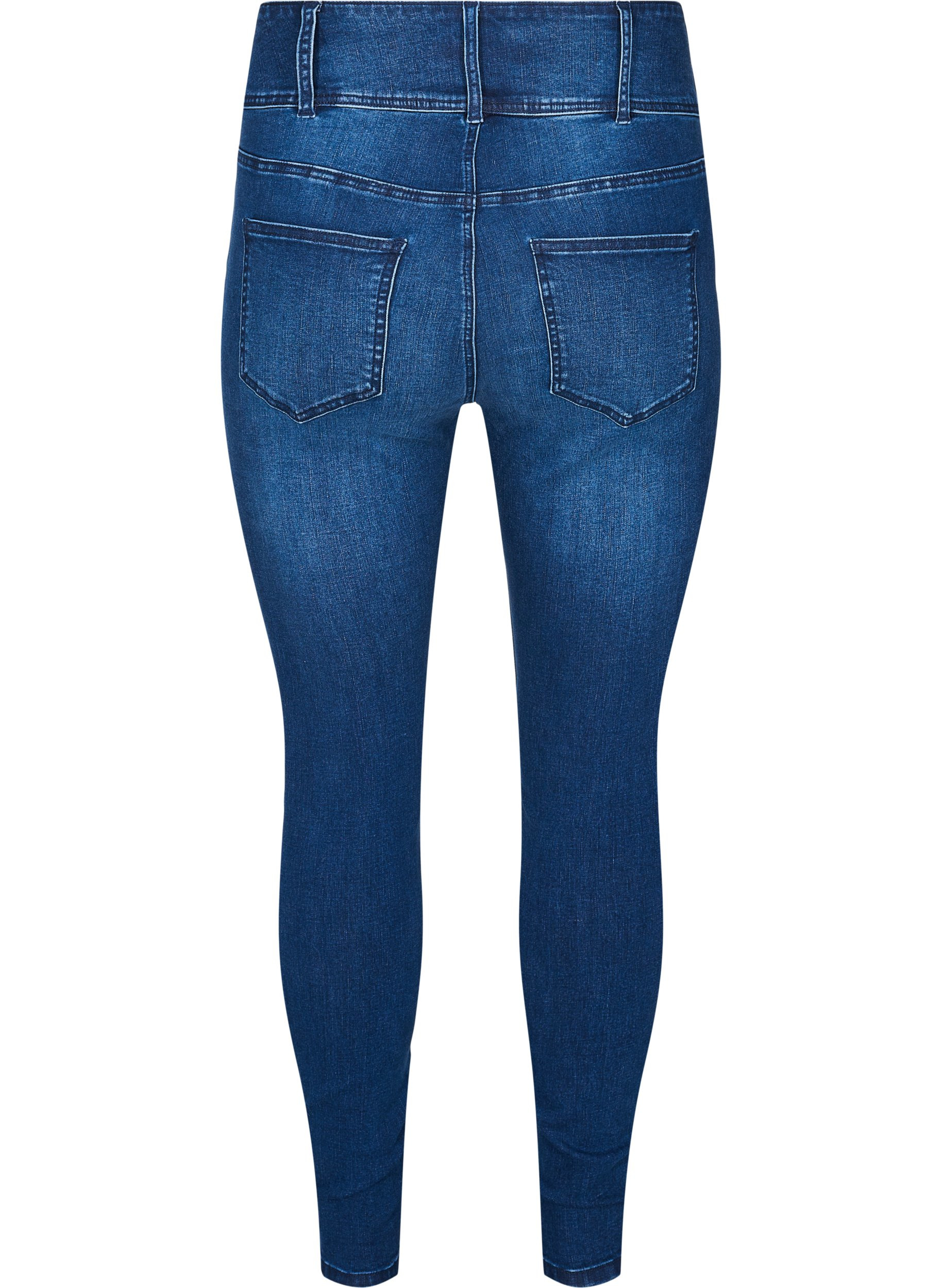 Super slim Bea jeans med extra hög midja, Blue denim, Packshot image number 1