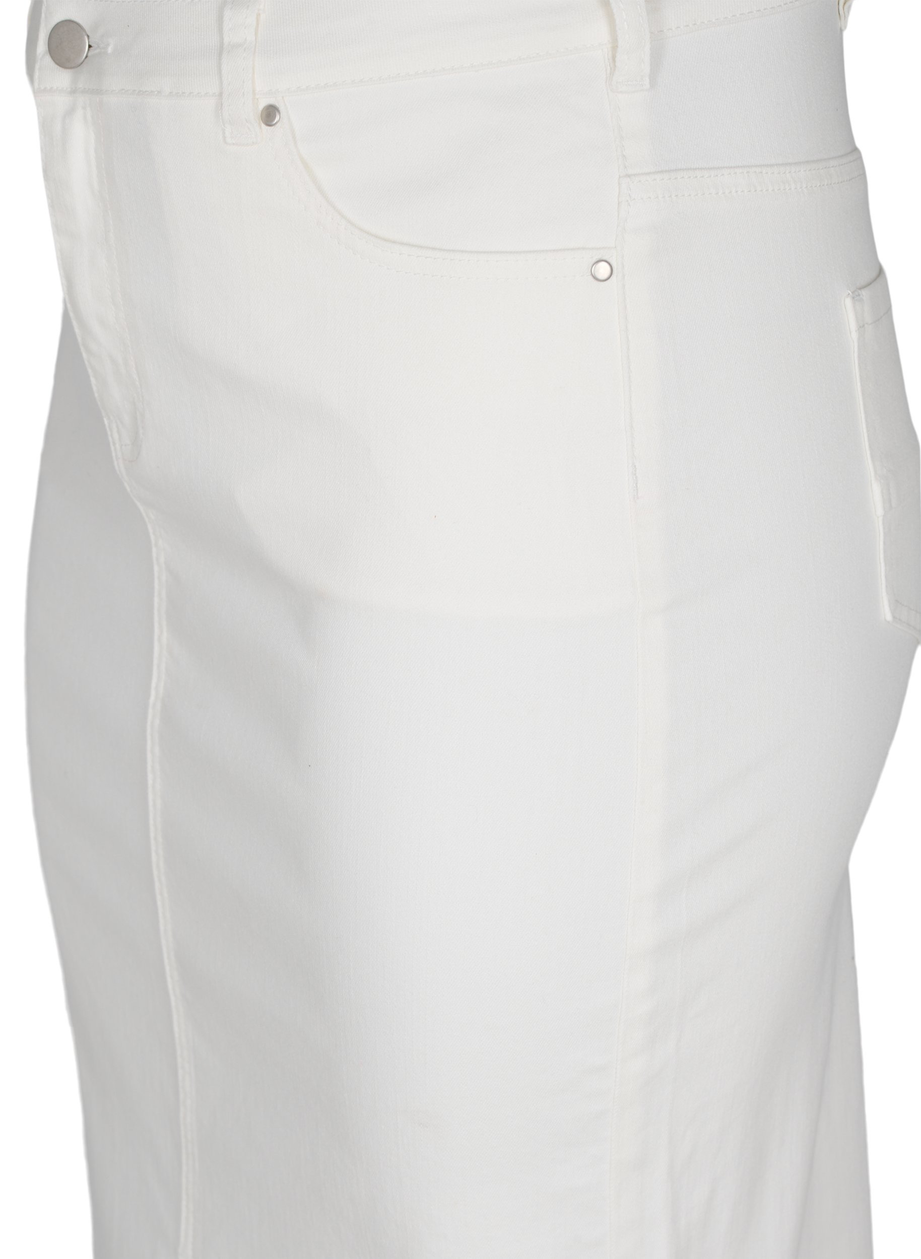 Knälång jeanskjol med slits, White, Packshot image number 2