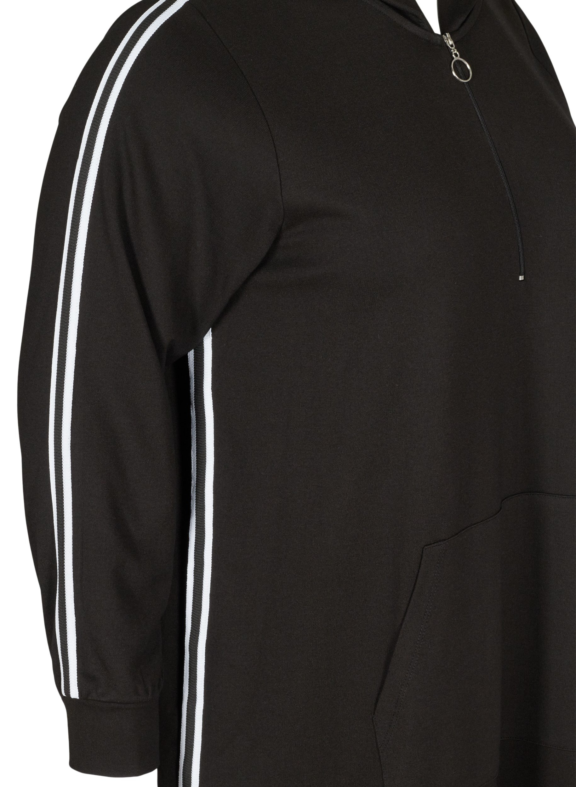 Sweatshirtklänning med huva och dragkedja, Black, Packshot image number 3