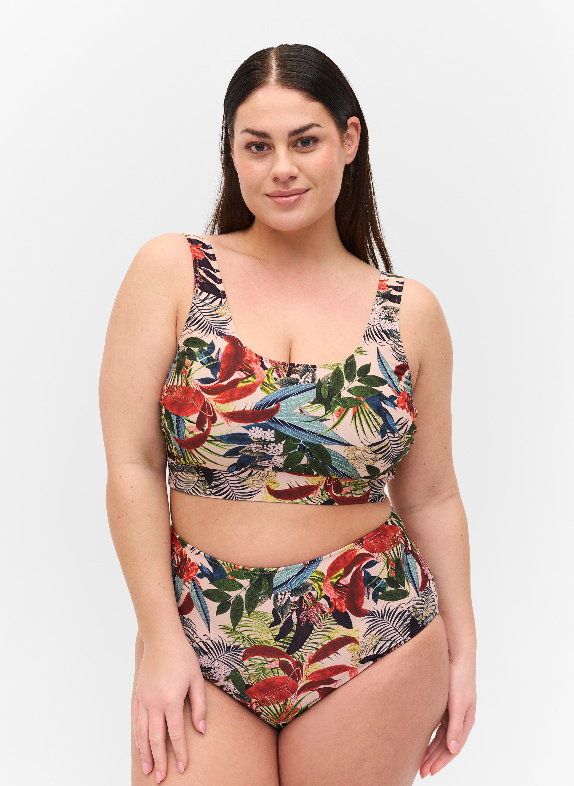 Bikinitrosa med hög midja och mönster, Palm Print, Model