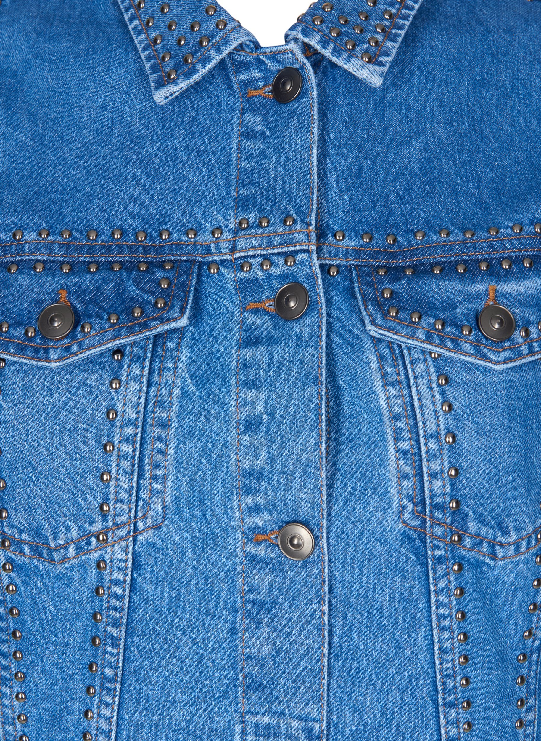 Jeansjacka med nitar, Blue denim, Packshot image number 2