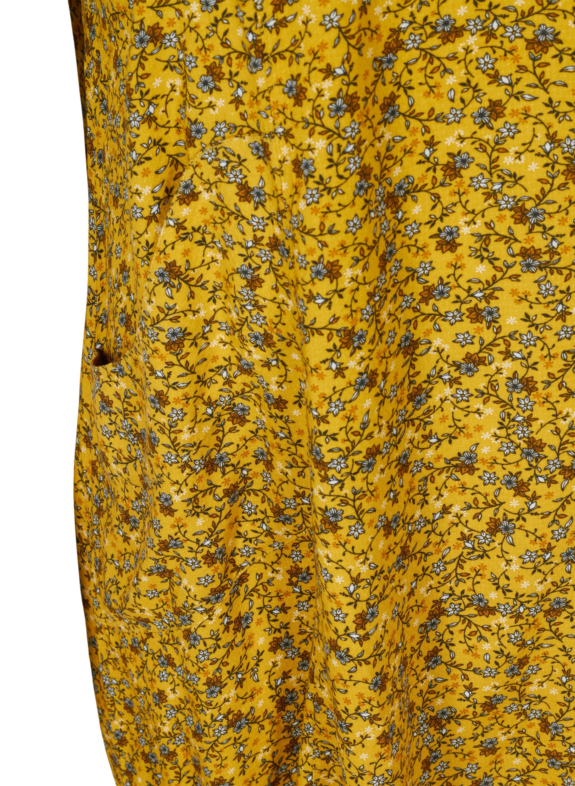 Kortärmad viskosklänning med mönster, Yellow Ditsy Flower, Packshot image number 3