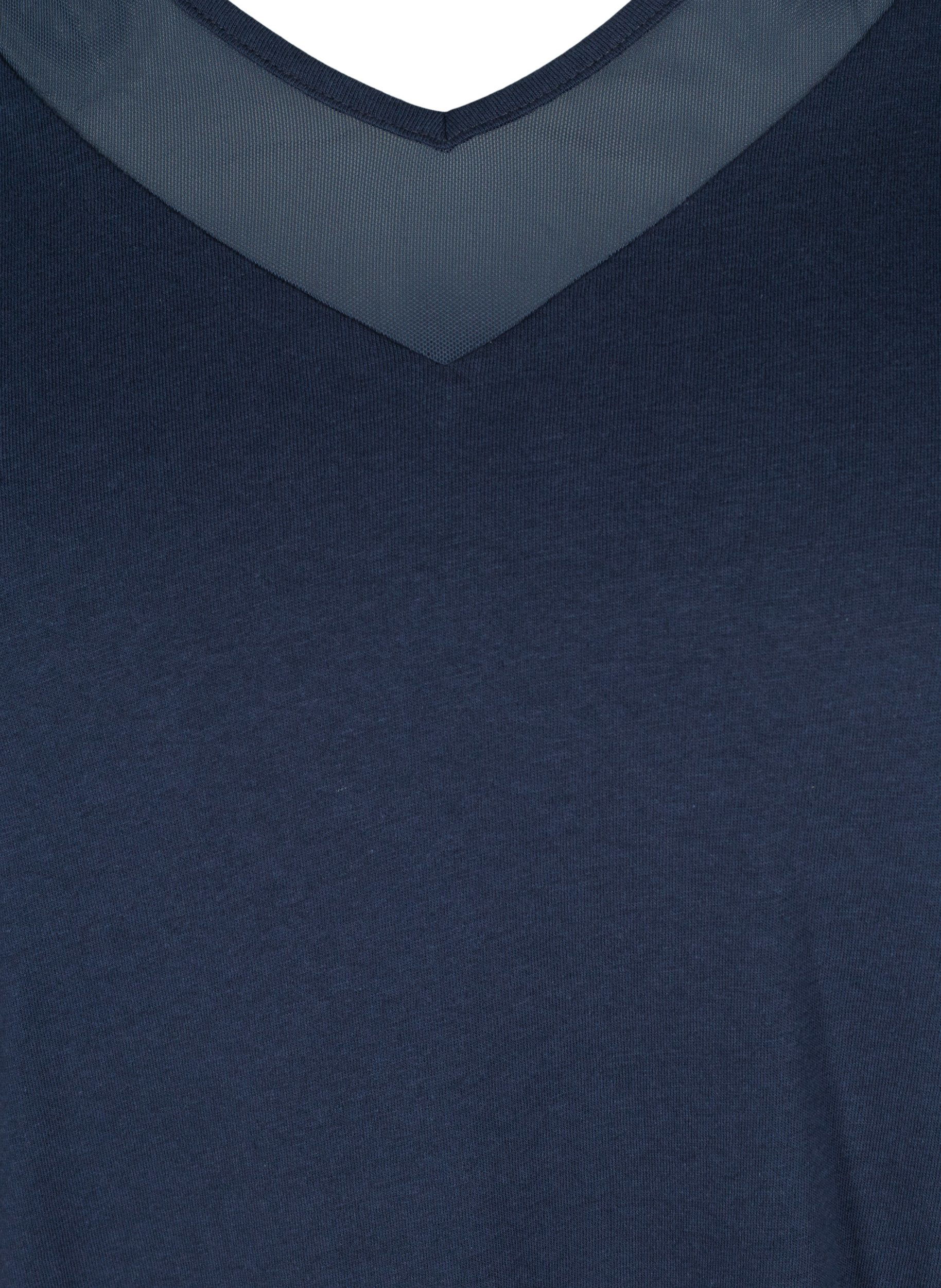 V-ringad t-shirt med meshdetaljer, Navy Blazer, Packshot image number 2