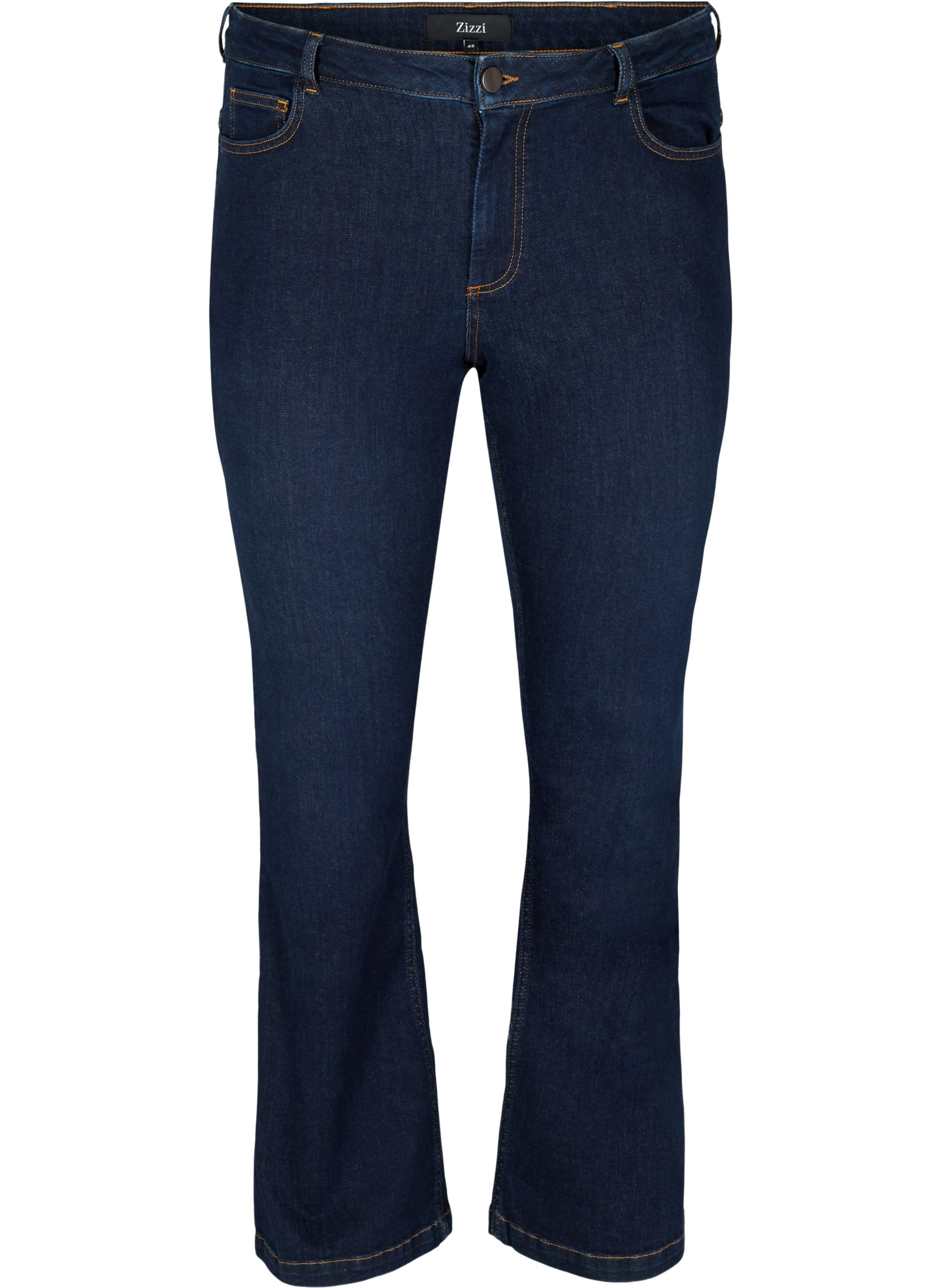 Ellen jeans med bootcut och hög midja, Dark blue denim