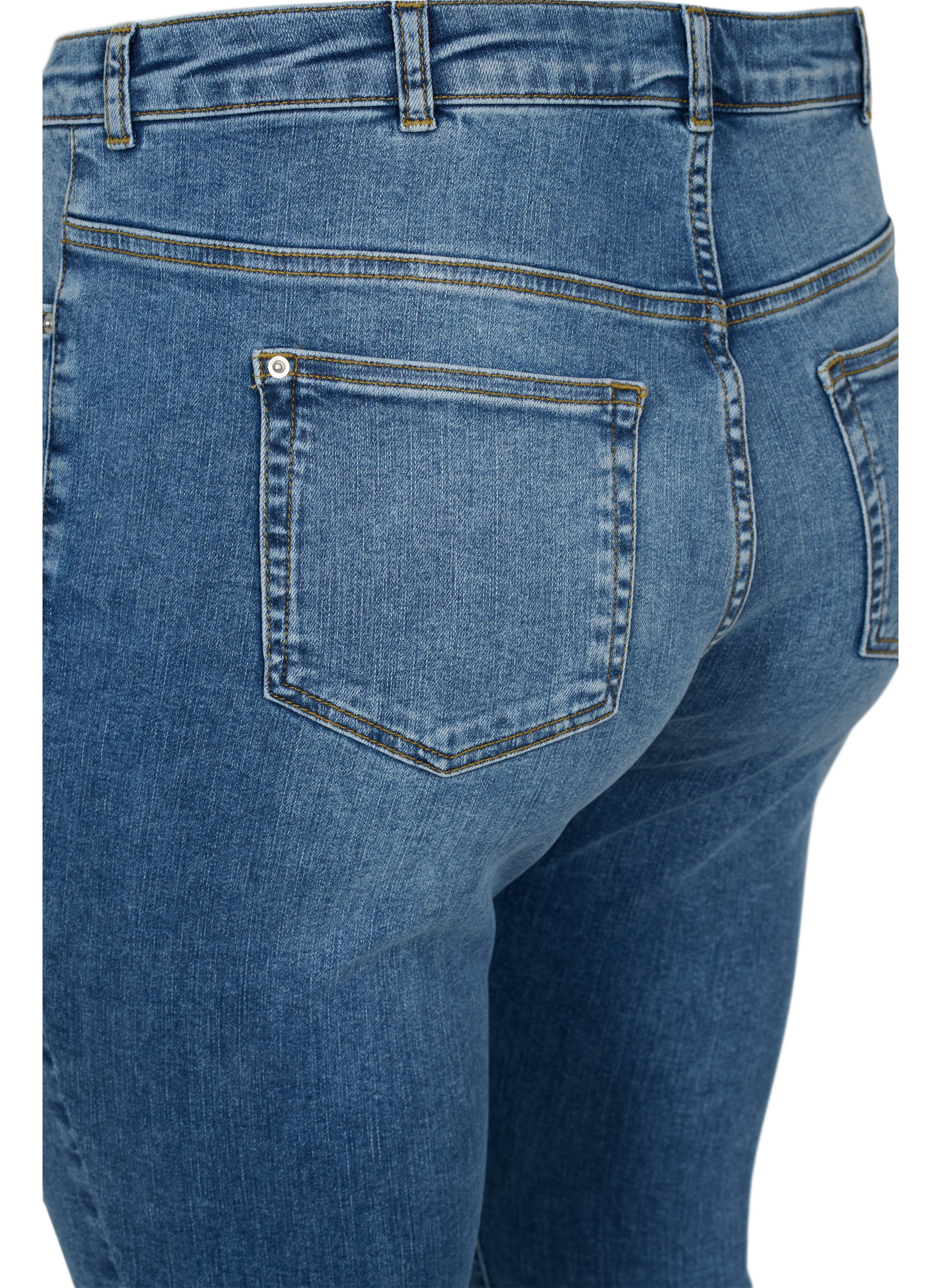 Super slim Amy jeans i bomullsblandning, Blue denim, Packshot image number 3