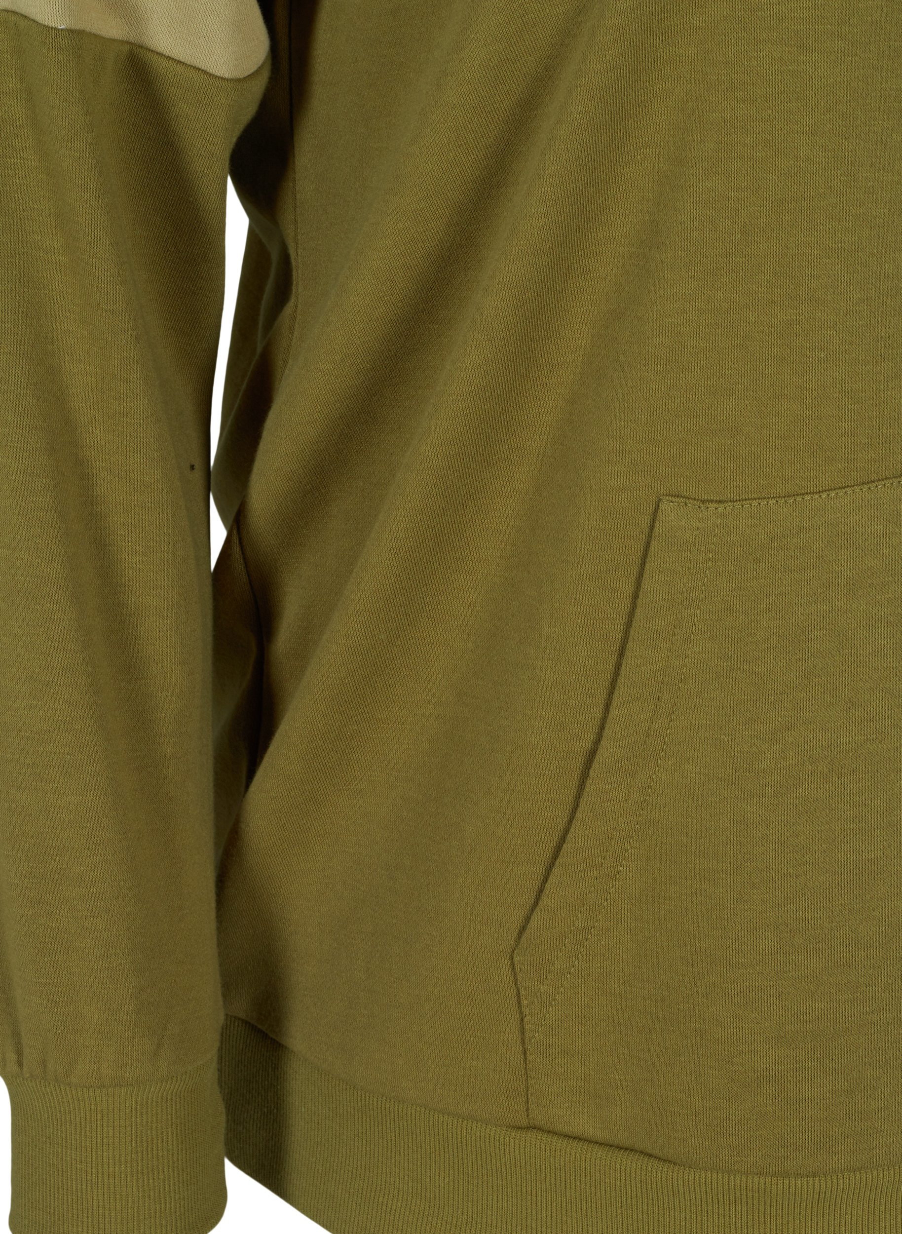 Sweatshirt med huva och ficka, Olive Drab, Packshot image number 3