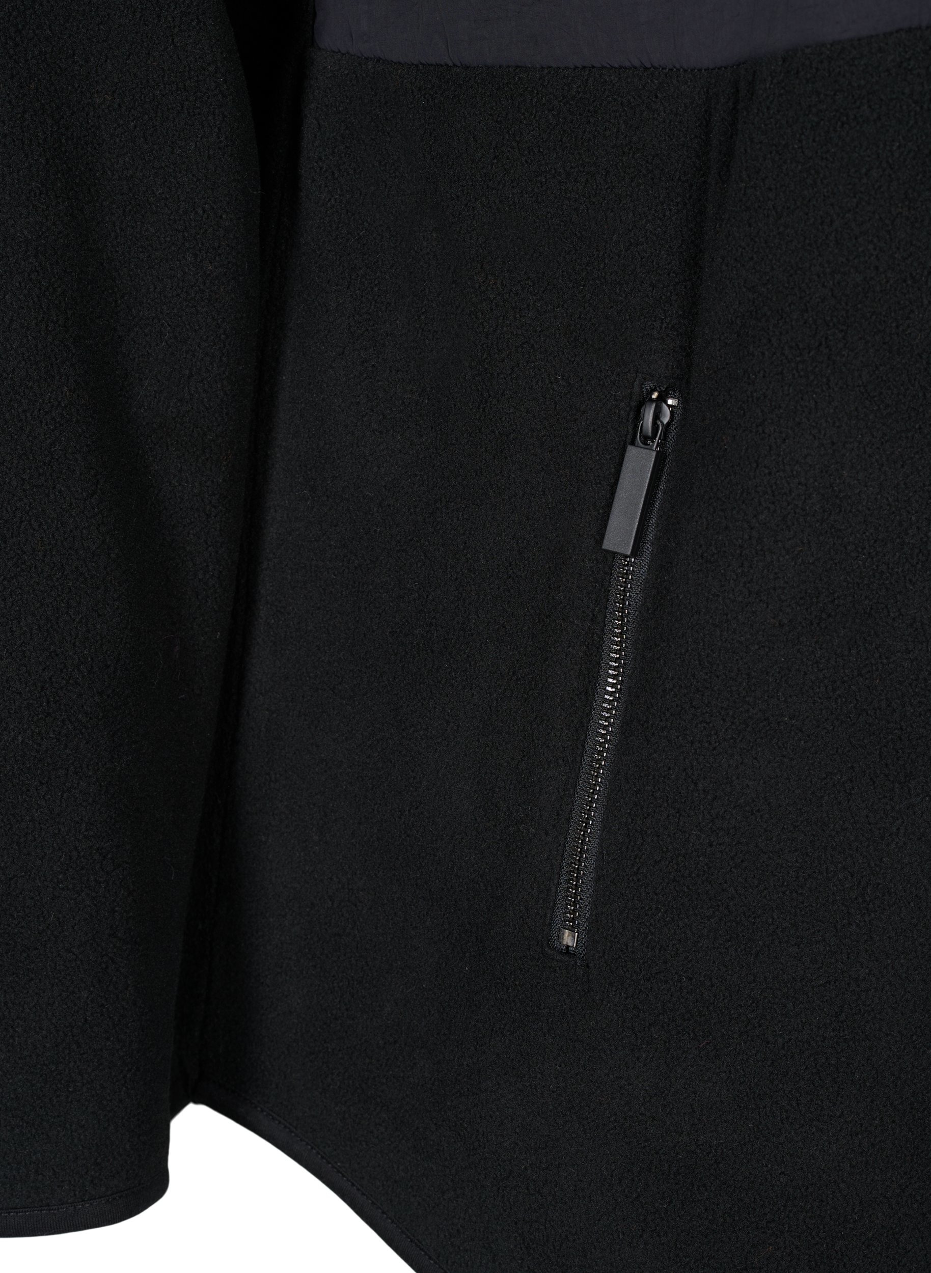 Fleecejacka med tryckknappar och fickor, Black, Packshot image number 3