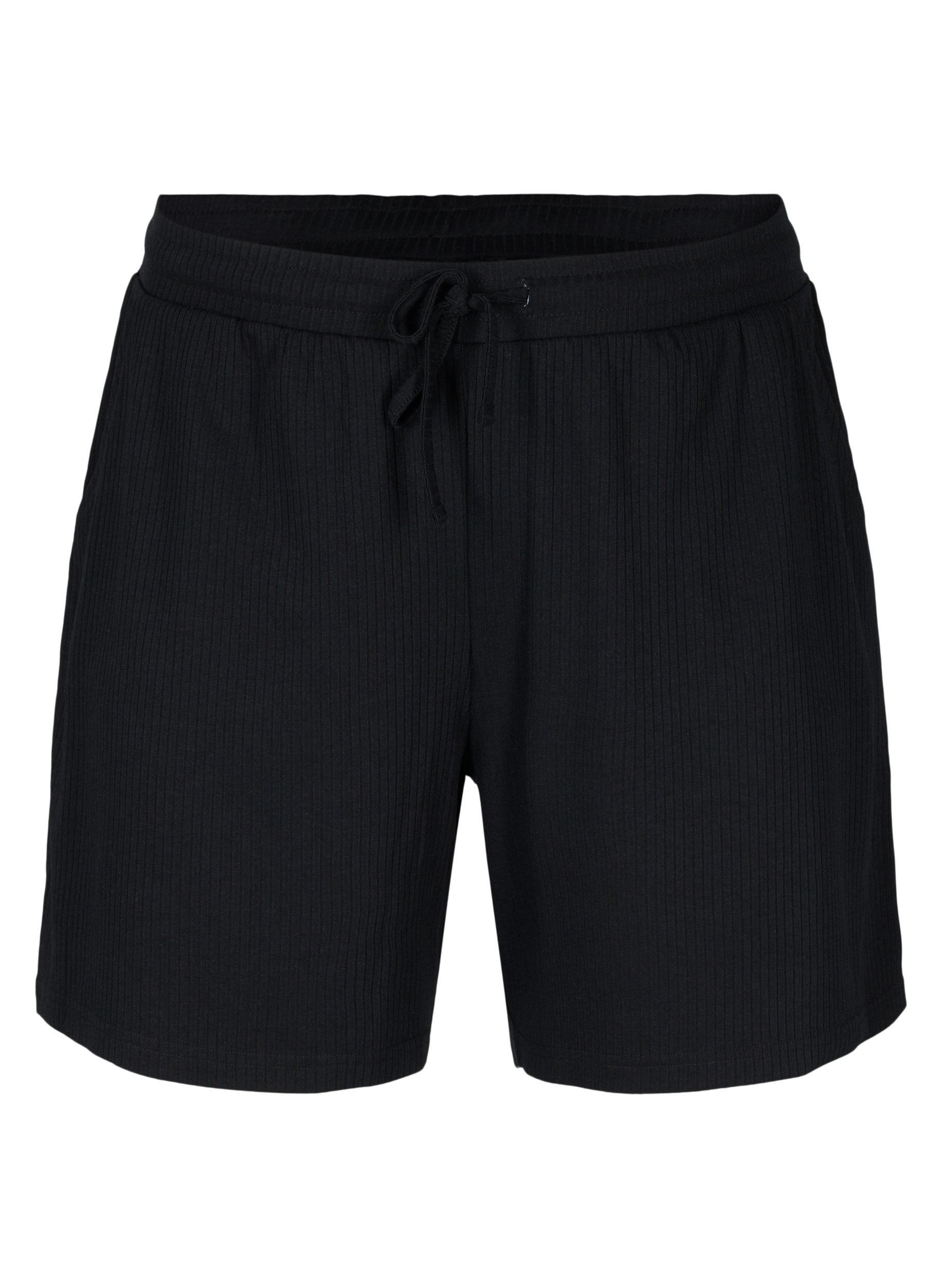 Ribbade shorts med fickor, Black, Packshot